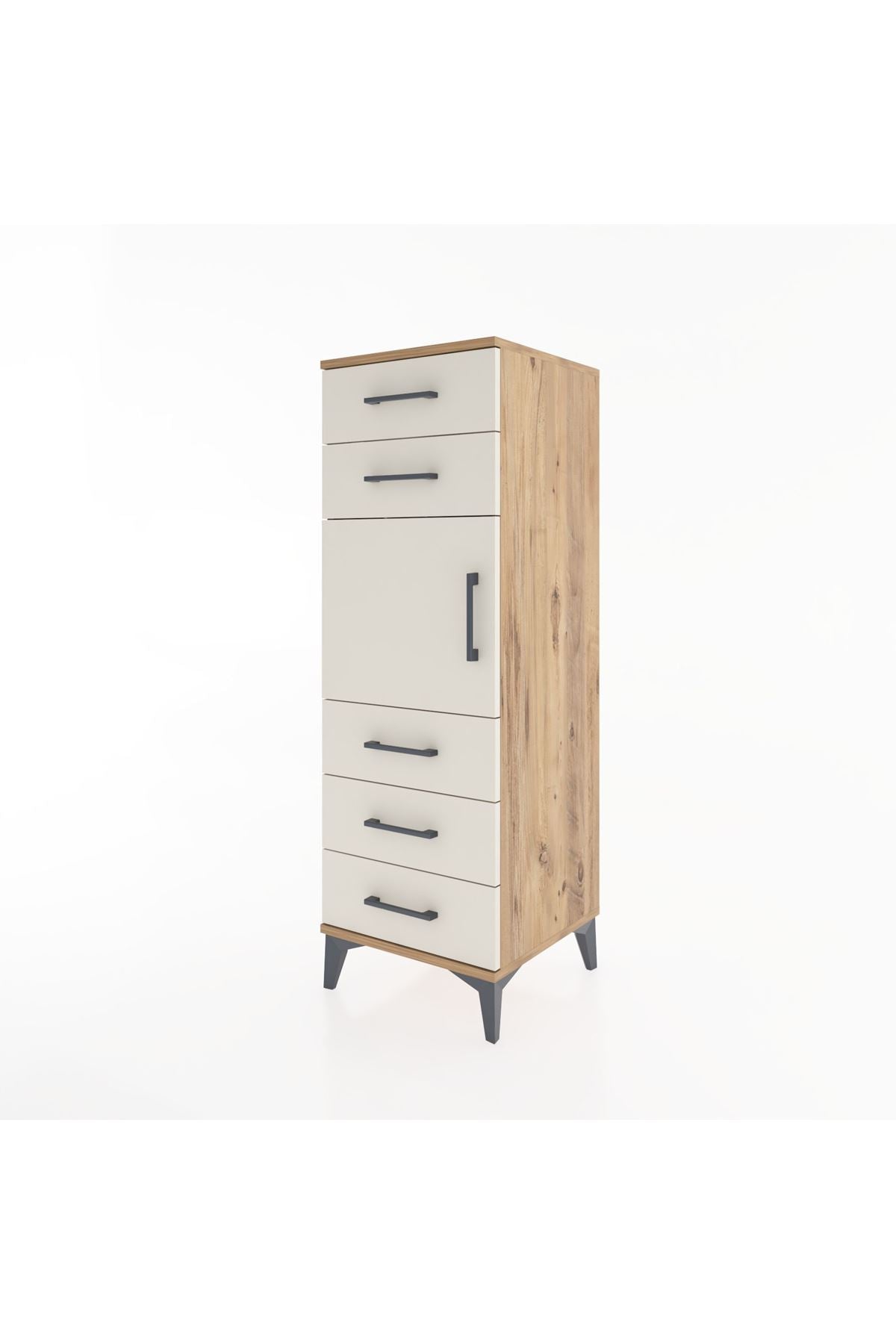 Hyperion Dolap Tek Raflı 5 Çekmeceli Tek Kapaklı 44x44x134 - S49M065V7B