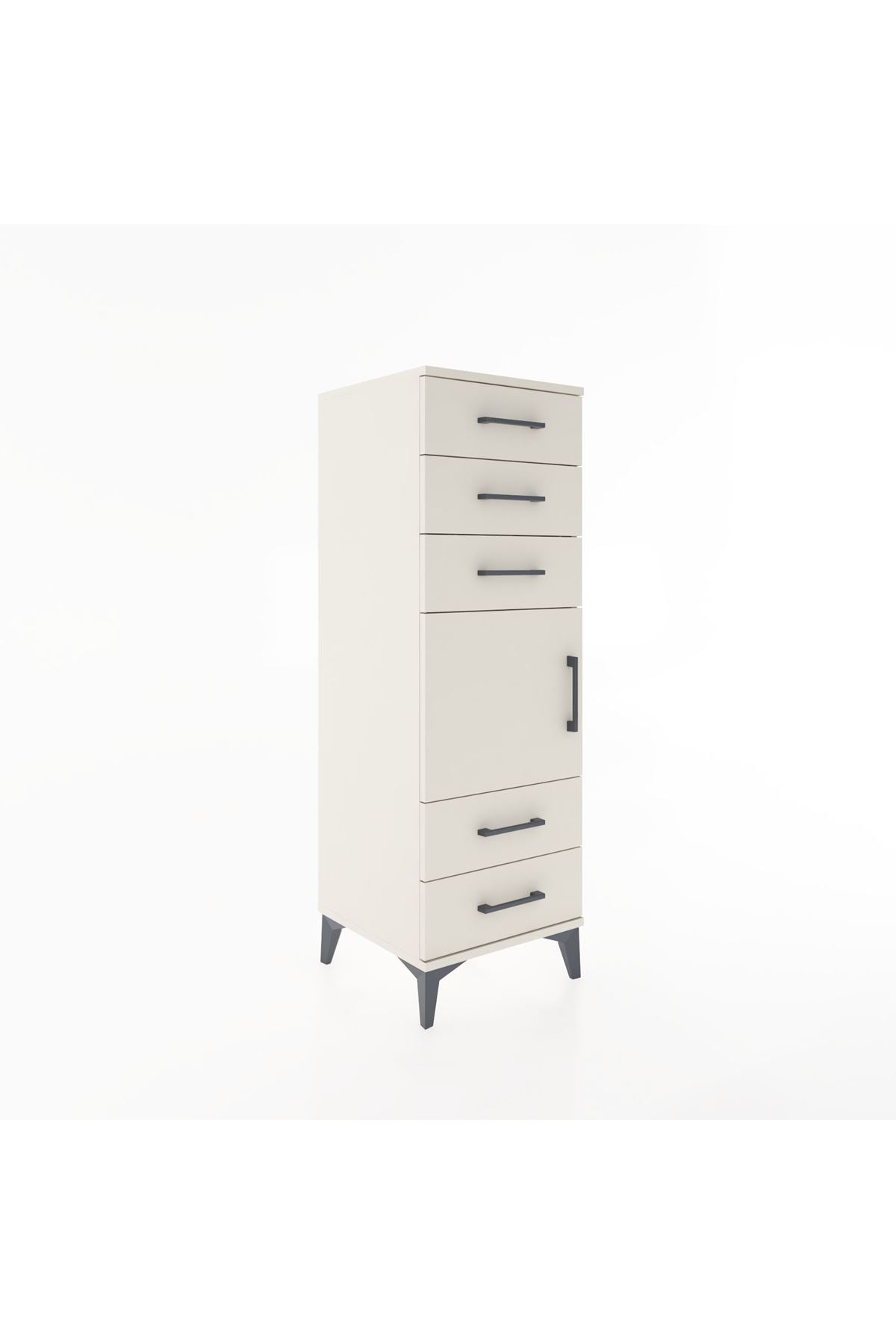 Hyperion Dolap Tek Raflı 5 Çekmeceli Tek Kapaklı 44x44x134 - S49M066V1B