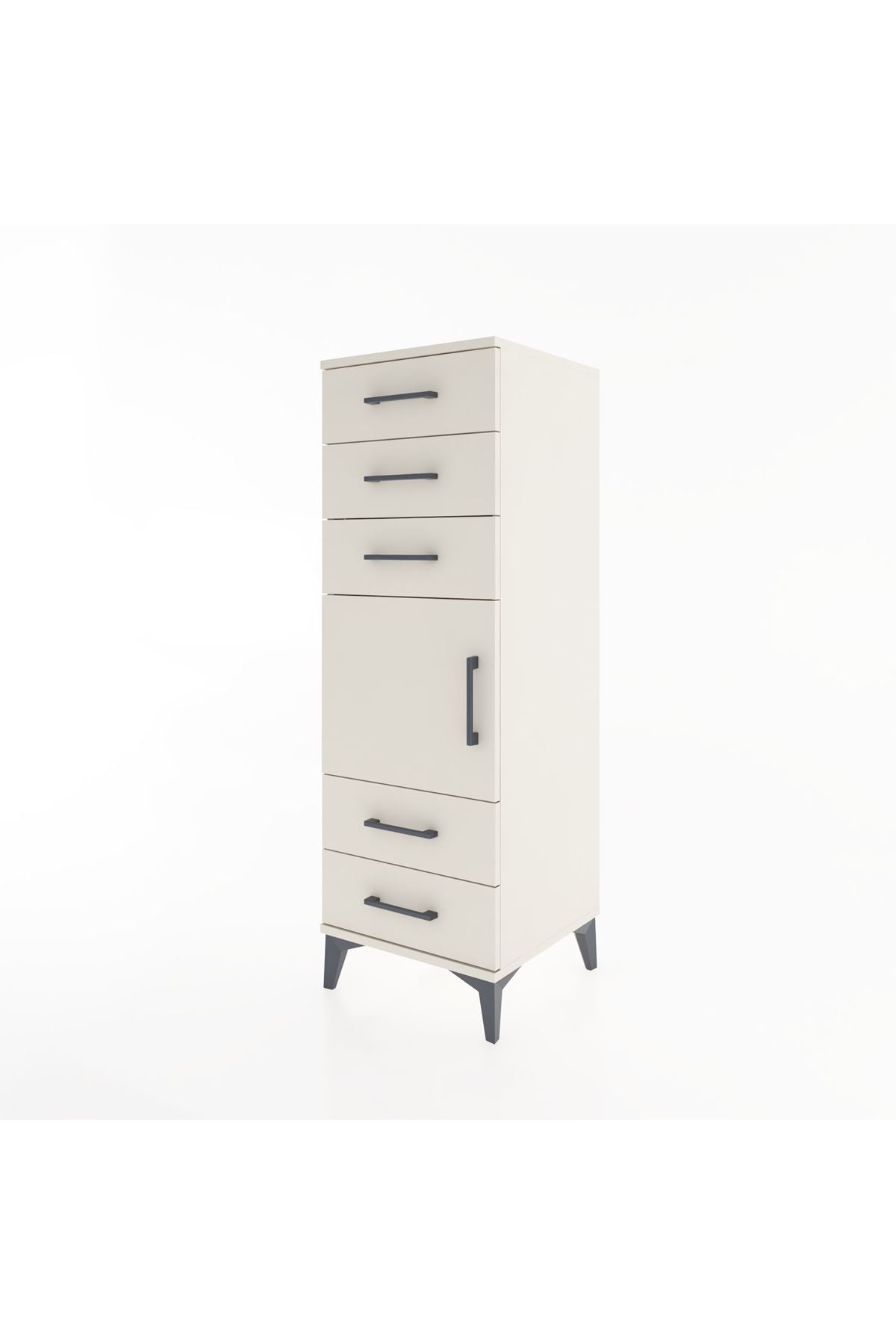 Hyperion Dolap Tek Raflı 5 Çekmeceli Tek Kapaklı 44x44x134 - S49M066V1B