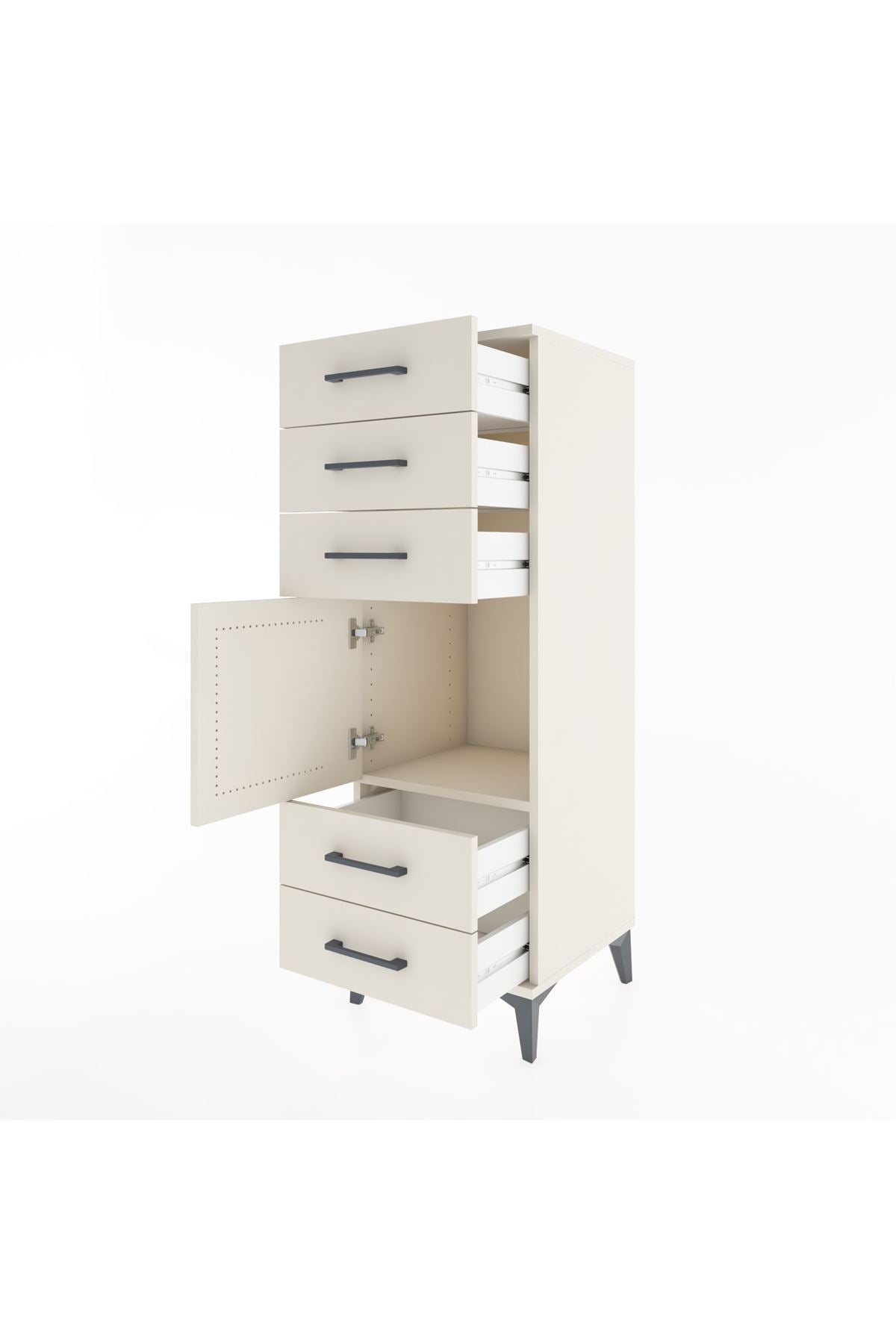 Hyperion Dolap Tek Raflı 5 Çekmeceli Tek Kapaklı 44x44x134 - S49M066V1B