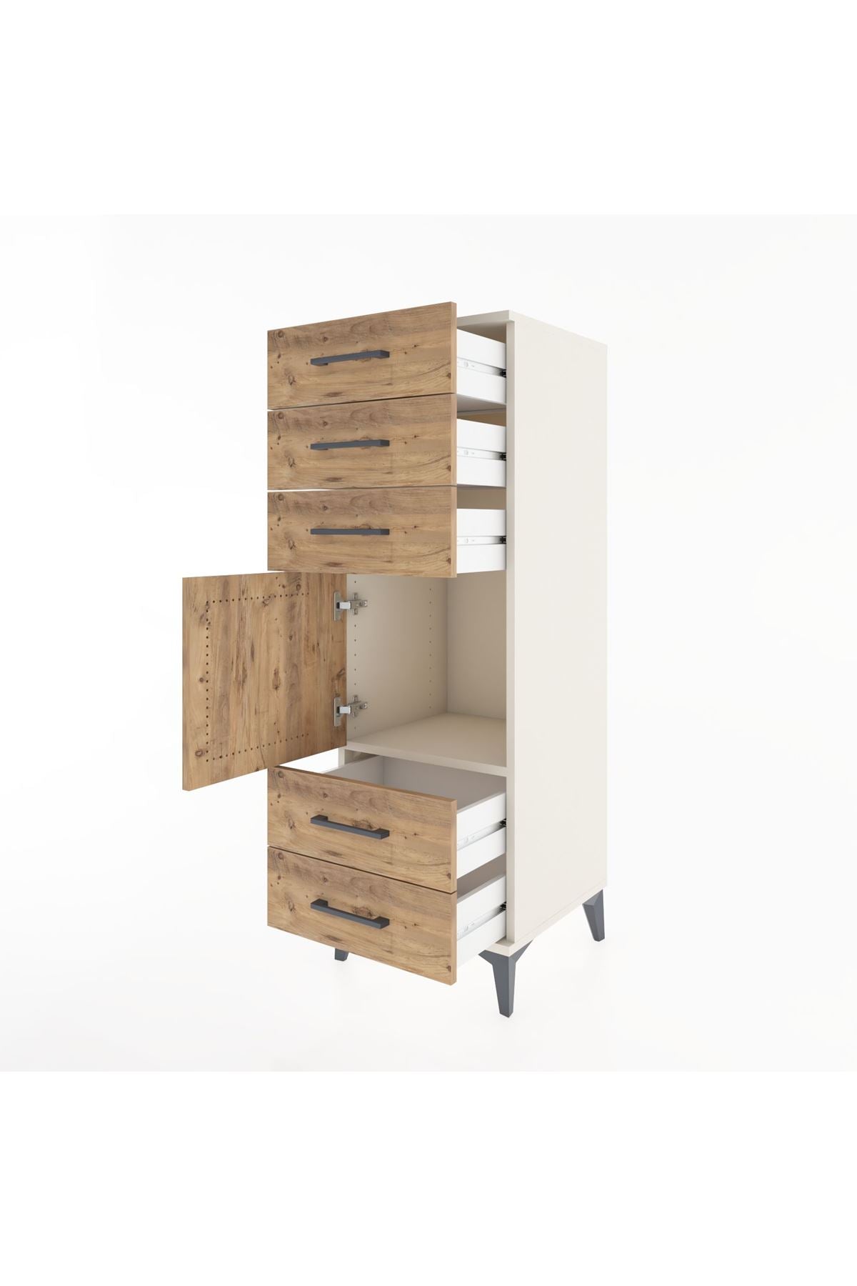 Hyperion Dolap Tek Raflı 5 Çekmeceli Tek Kapaklı 44x44x134 - S49M066V3B