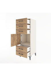 Hyperion Dolap Tek Raflı 5 Çekmeceli Tek Kapaklı 44x44x134 - S49M066V3B