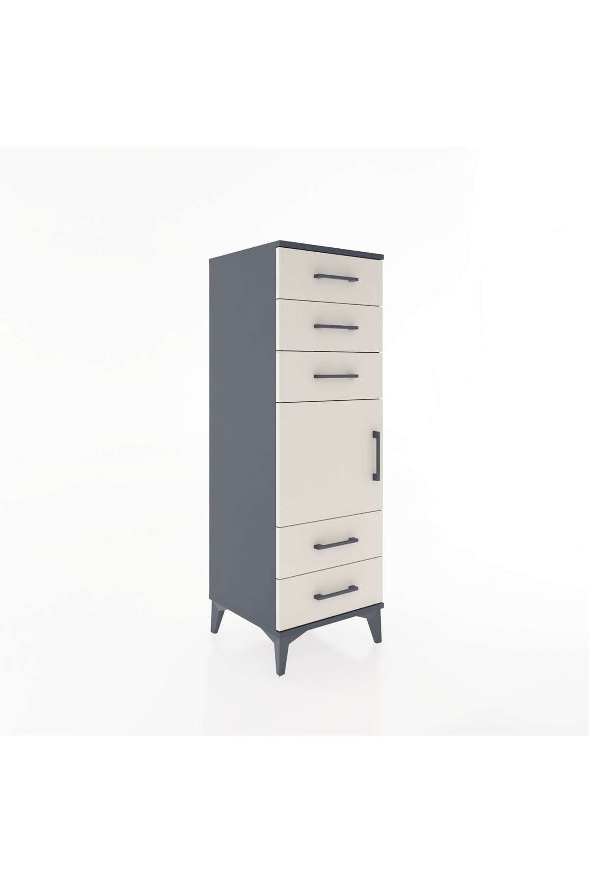 Hyperion Dolap Tek Raflı 5 Çekmeceli Tek Kapaklı 44x44x134 - S49M066V4B