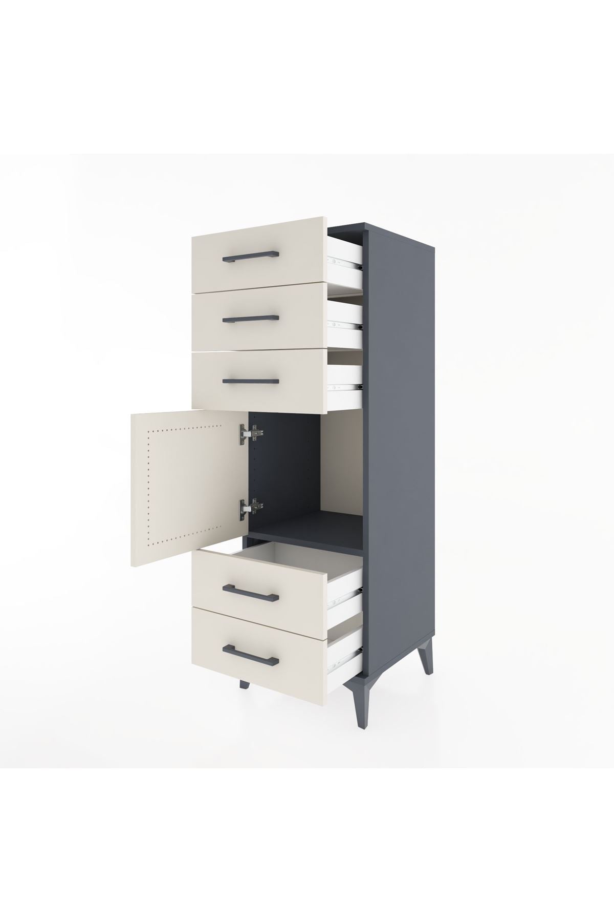 Hyperion Dolap Tek Raflı 5 Çekmeceli Tek Kapaklı 44x44x134 - S49M066V4B