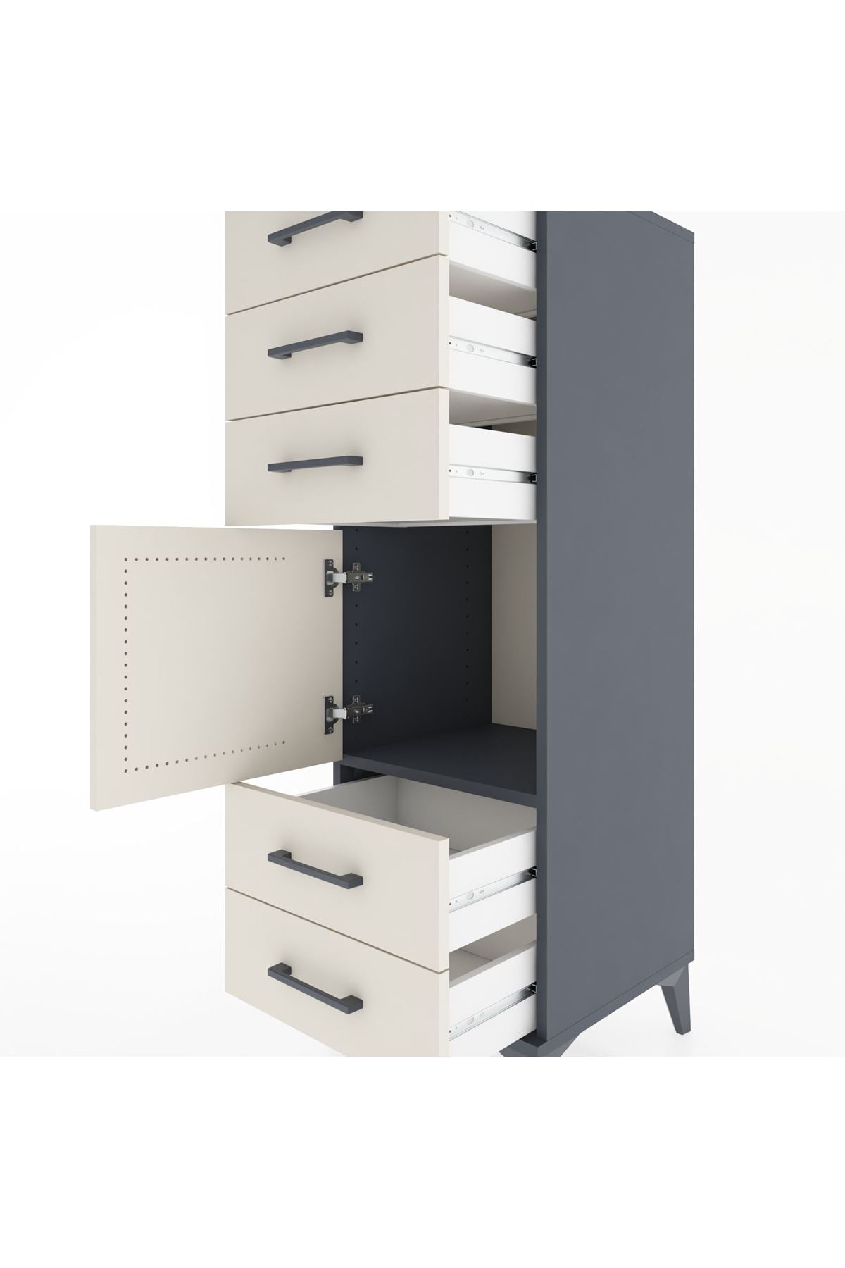 Hyperion Dolap Tek Raflı 5 Çekmeceli Tek Kapaklı 44x44x134 - S49M066V4B