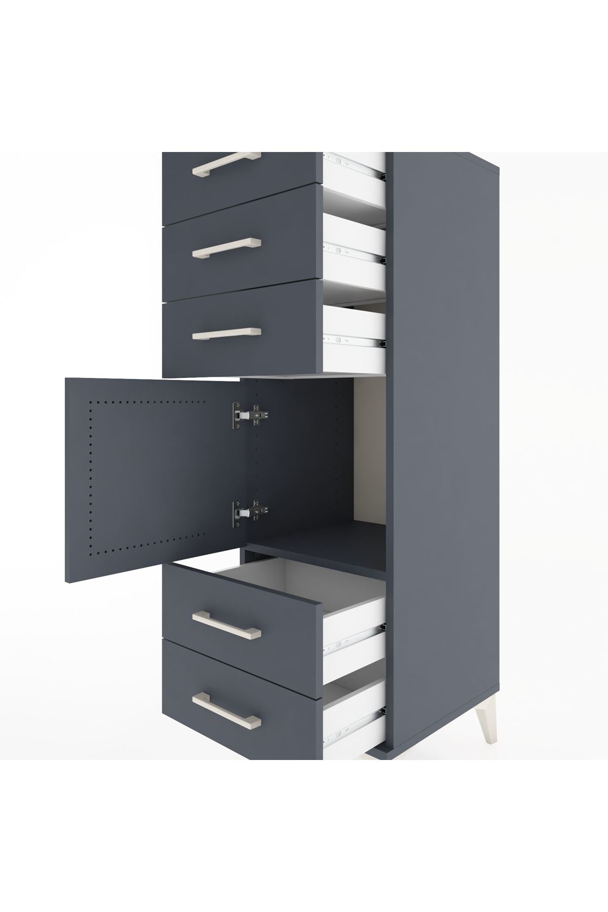 Hyperion Dolap Tek Raflı 5 Çekmeceli Tek Kapaklı 44x44x134 - S49M066V5B