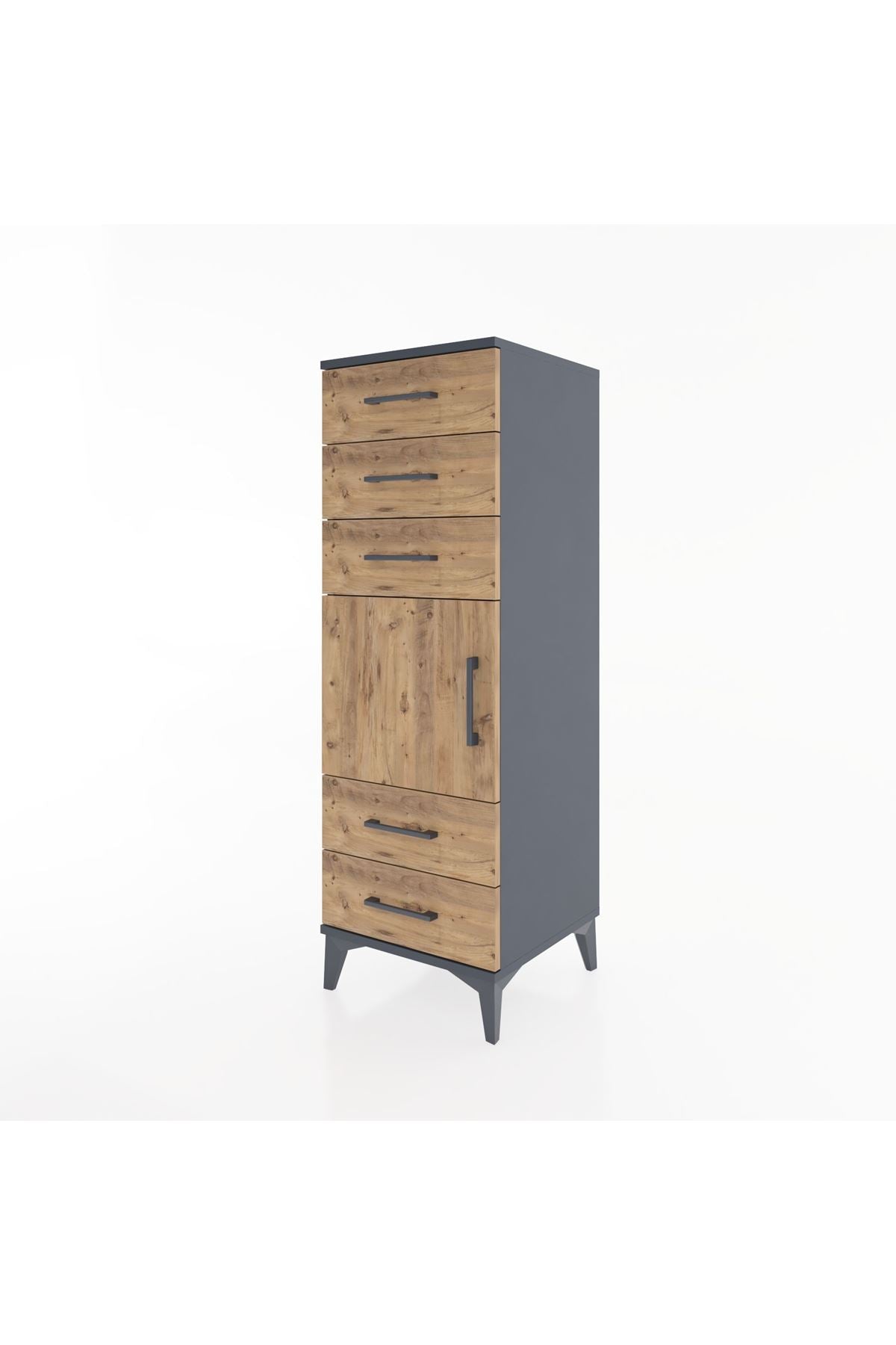 Hyperion Dolap Tek Raflı 5 Çekmeceli Tek Kapaklı 44x44x134 - S49M066V6B