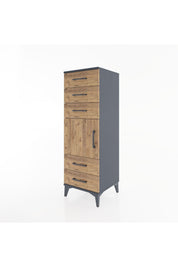 Hyperion Dolap Tek Raflı 5 Çekmeceli Tek Kapaklı 44x44x134 - S49M066V6B