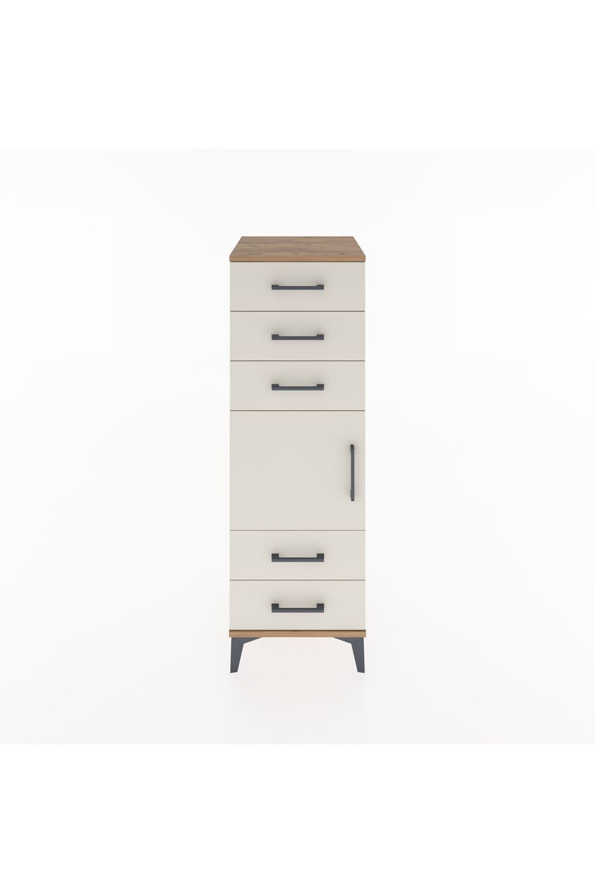 Hyperion Dolap Tek Raflı 5 Çekmeceli Tek Kapaklı 44x44x134 - S49M066V7B