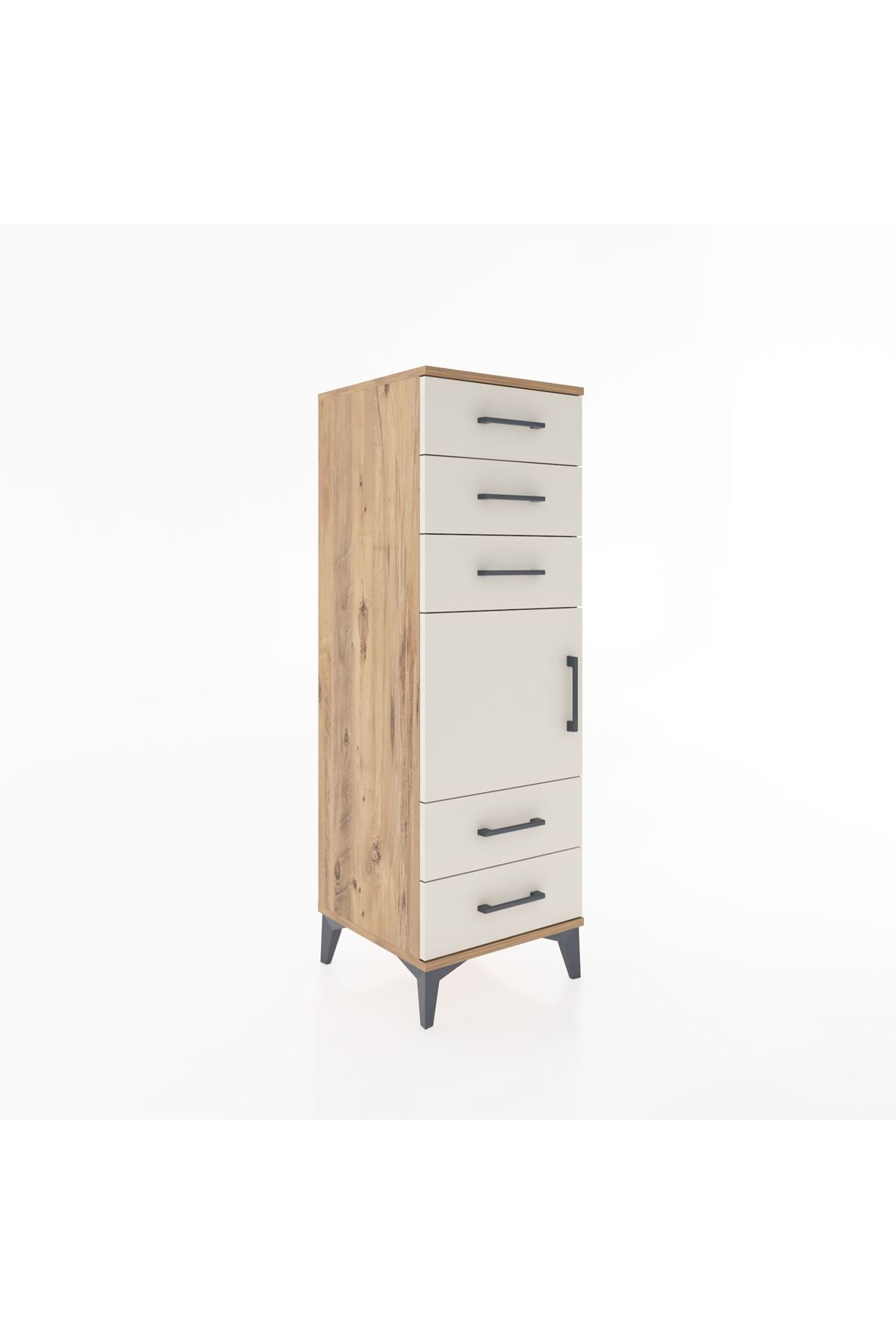 Hyperion Dolap Tek Raflı 5 Çekmeceli Tek Kapaklı 44x44x134 - S49M066V7B
