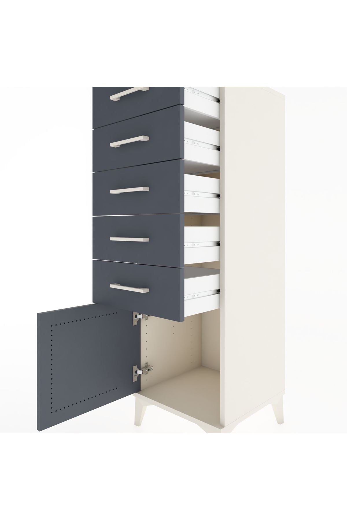 Hyperion Dolap 5 Çekmeceli Tek Kapaklı 44x44x134 - S49M067V2B
