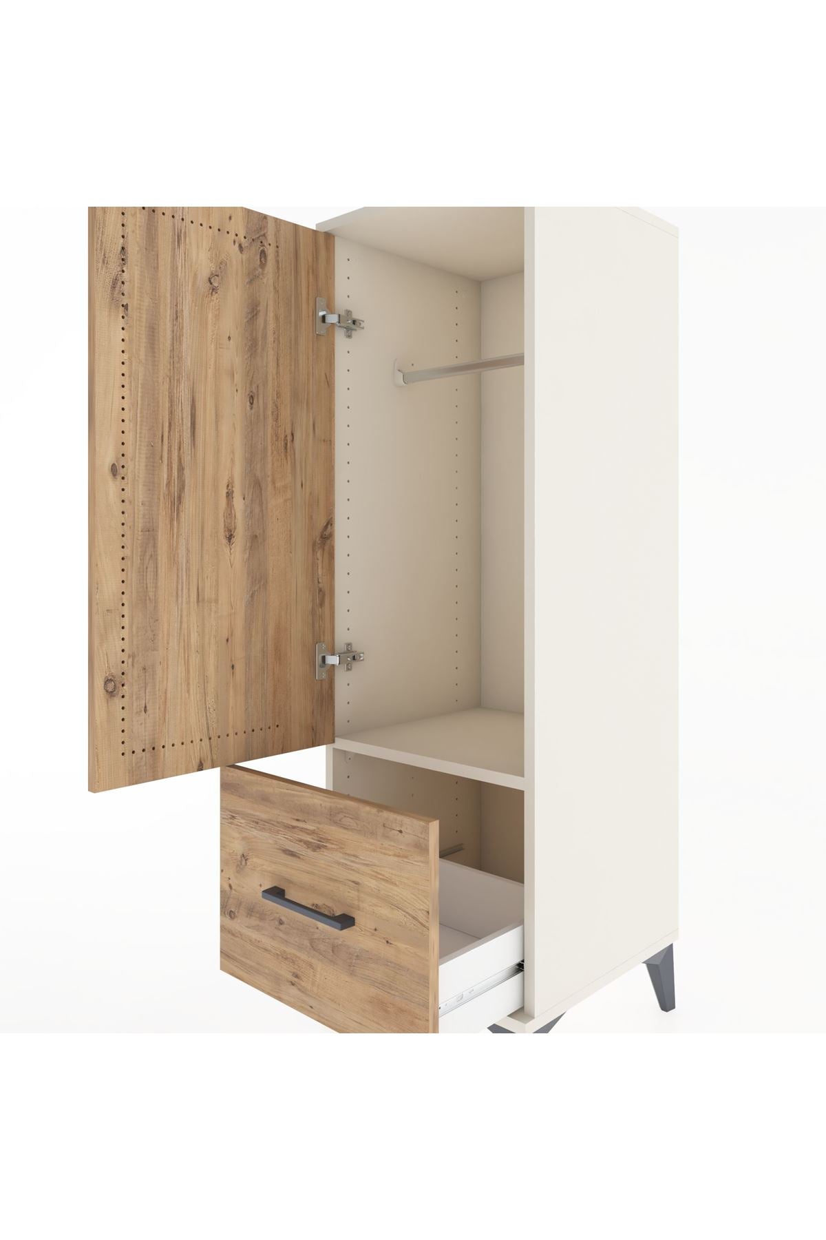 Hyperion Dolap Tek Raflı Tek Çekmeceli Tek Askılı 44x44x134 - S49M070V3B