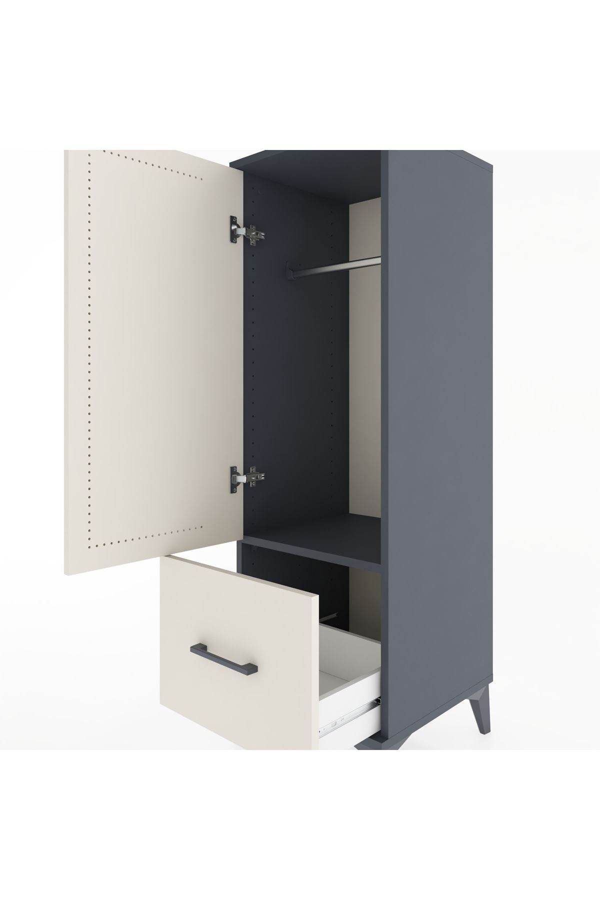 Hyperion Dolap Tek Raflı Tek Çekmeceli Tek Askılı 44x44x134 - S49M070V4B