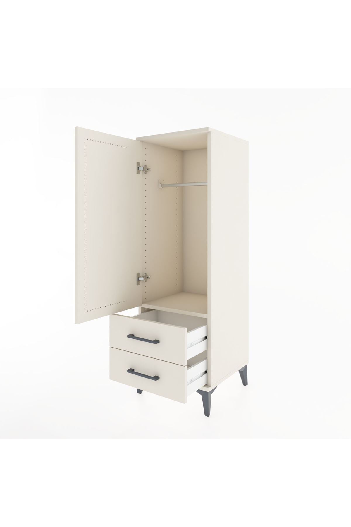 Hyperion Dolap Tek Raflı 2 Çekmeceli Tek Askılı 44x44x134 - S49M071V1B