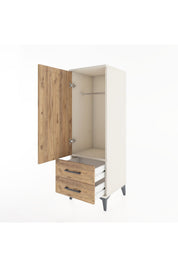 Hyperion Dolap Tek Raflı 2 Çekmeceli Tek Askılı 44x44x134 - S49M071V3B