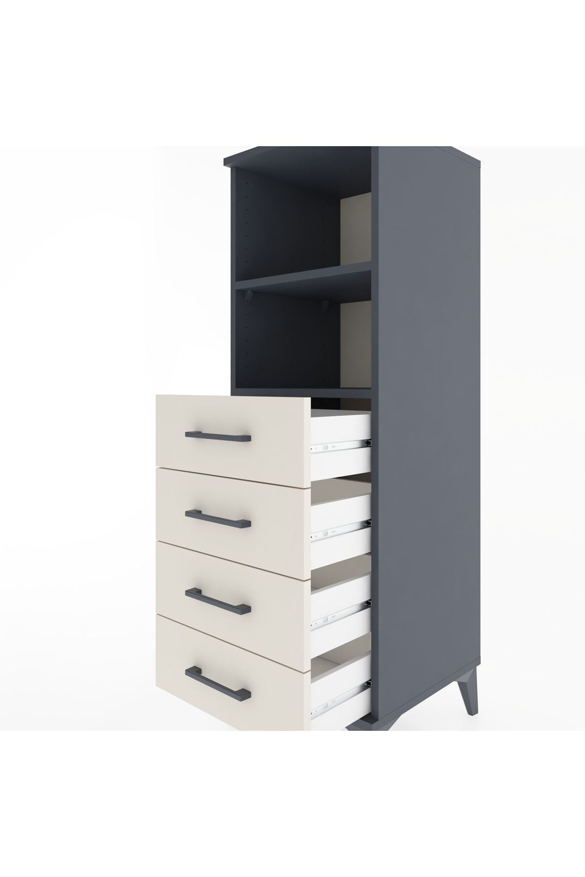 Hyperion Dolap 2 Raflı 4 Çekmeceli 44x44x134 - S49M076V4B