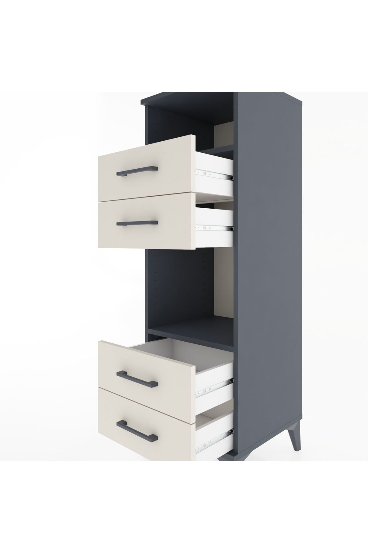 Hyperion Dolap 2 Raflı 4 Çekmeceli 44x44x134 - S49M077V4B