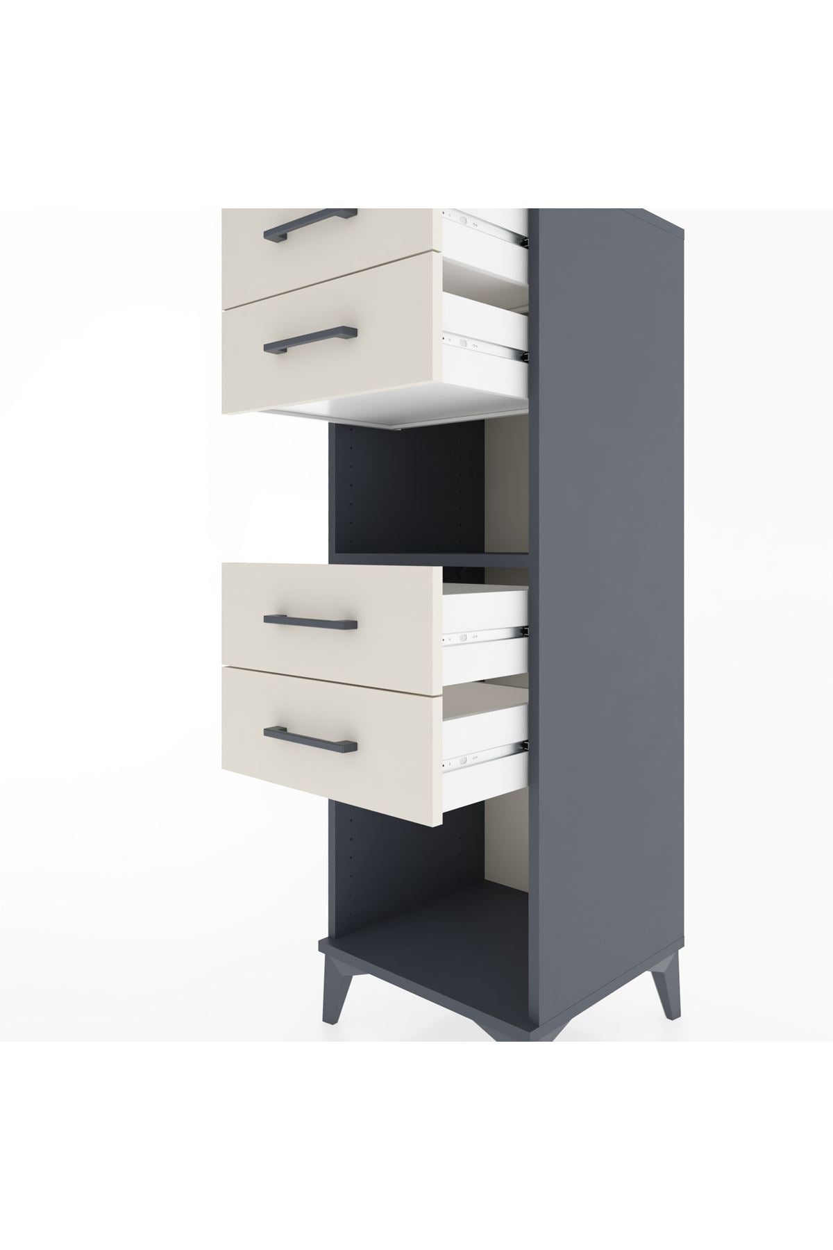 Hyperion Dolap Tek Raflı 4 Çekmeceli 44x44x134 - S49M080V4B