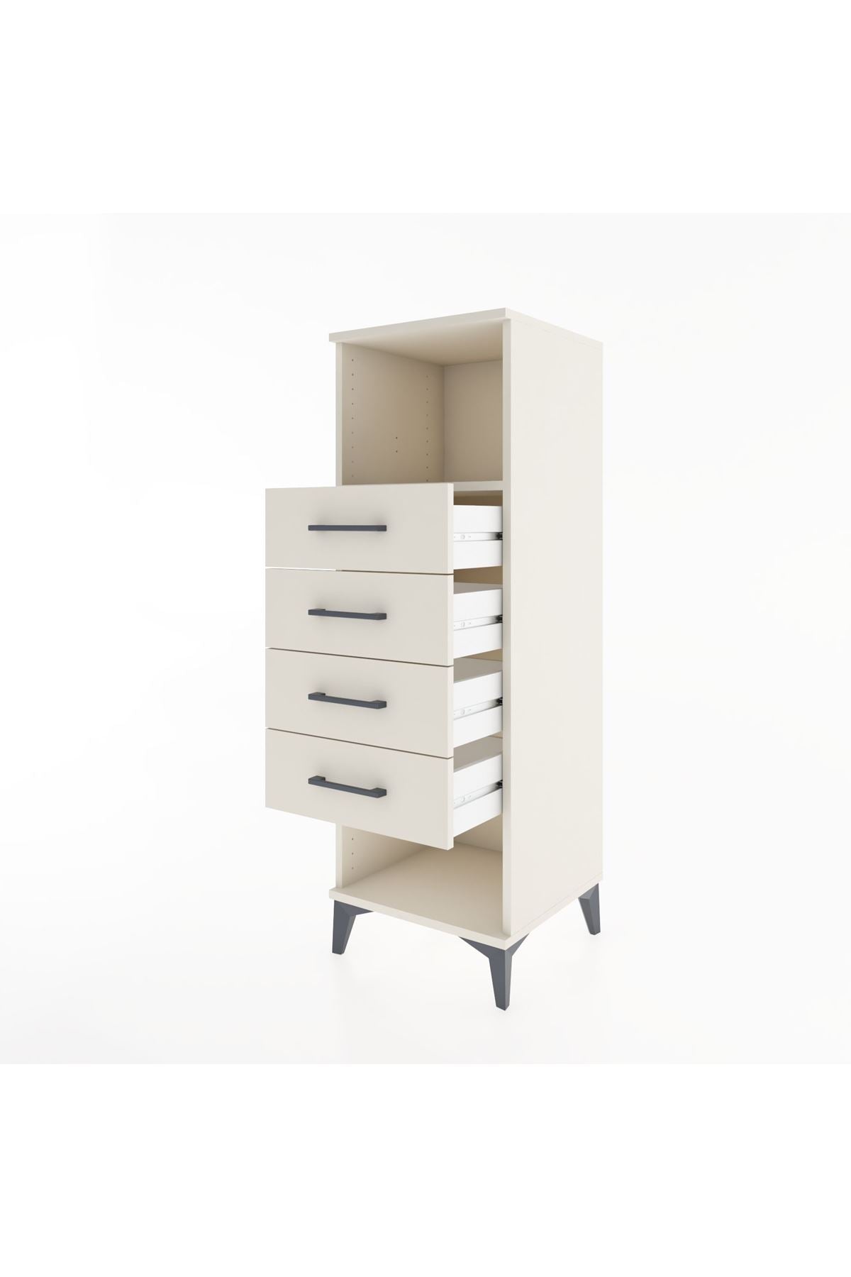 Hyperion Dolap Tek Raflı 4 Çekmeceli 44x44x134 - S49M081V1B
