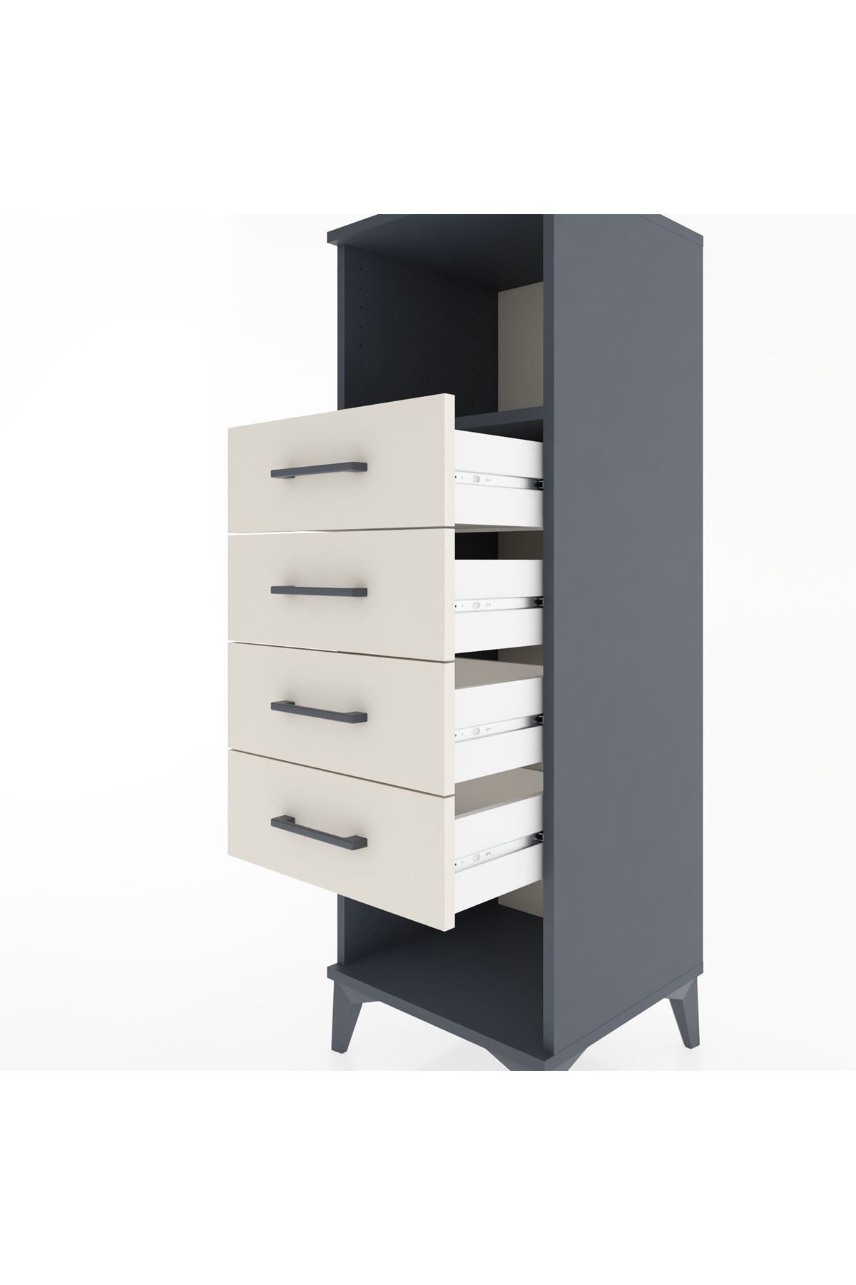 Hyperion Dolap Tek Raflı 4 Çekmeceli 44x44x134 - S49M081V4B