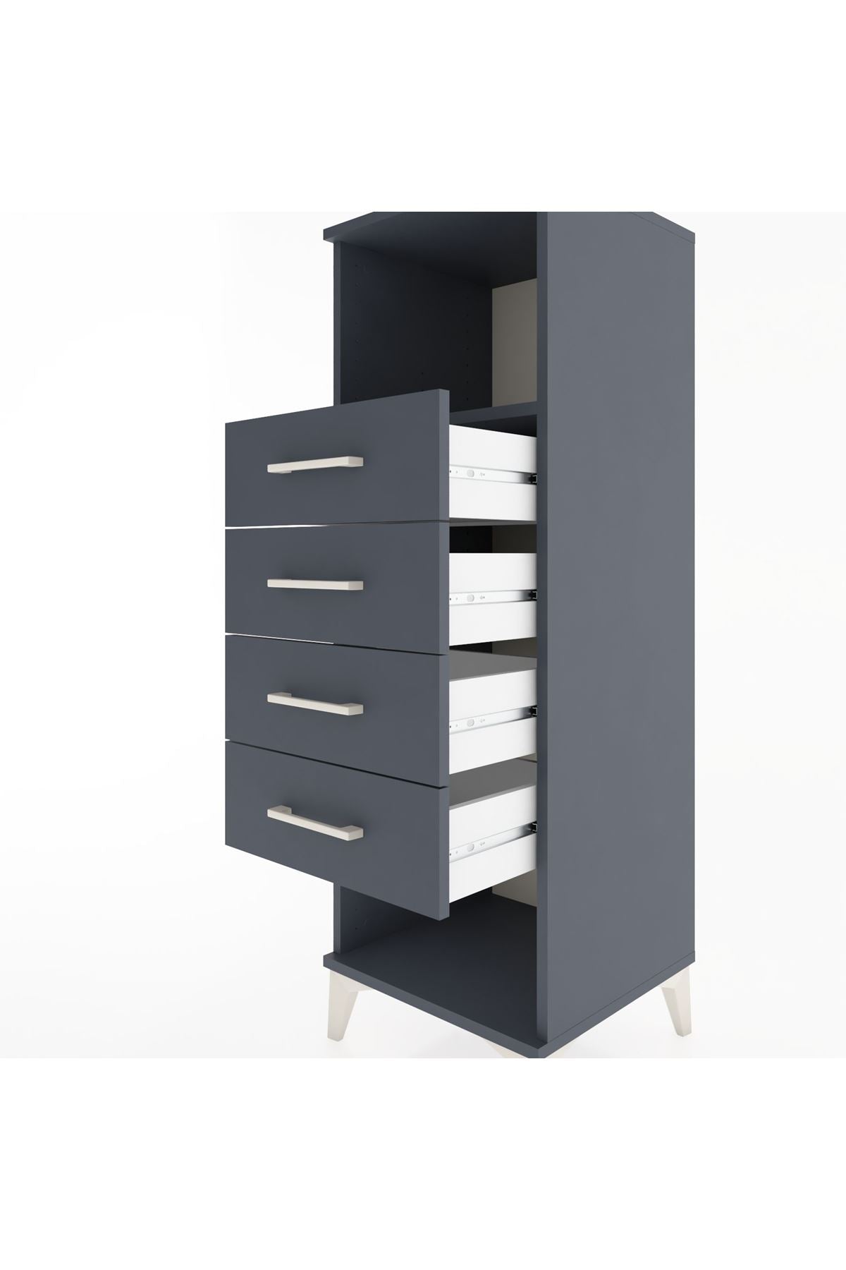 Hyperion Dolap Tek Raflı 4 Çekmeceli 44x44x134 - S49M081V5B
