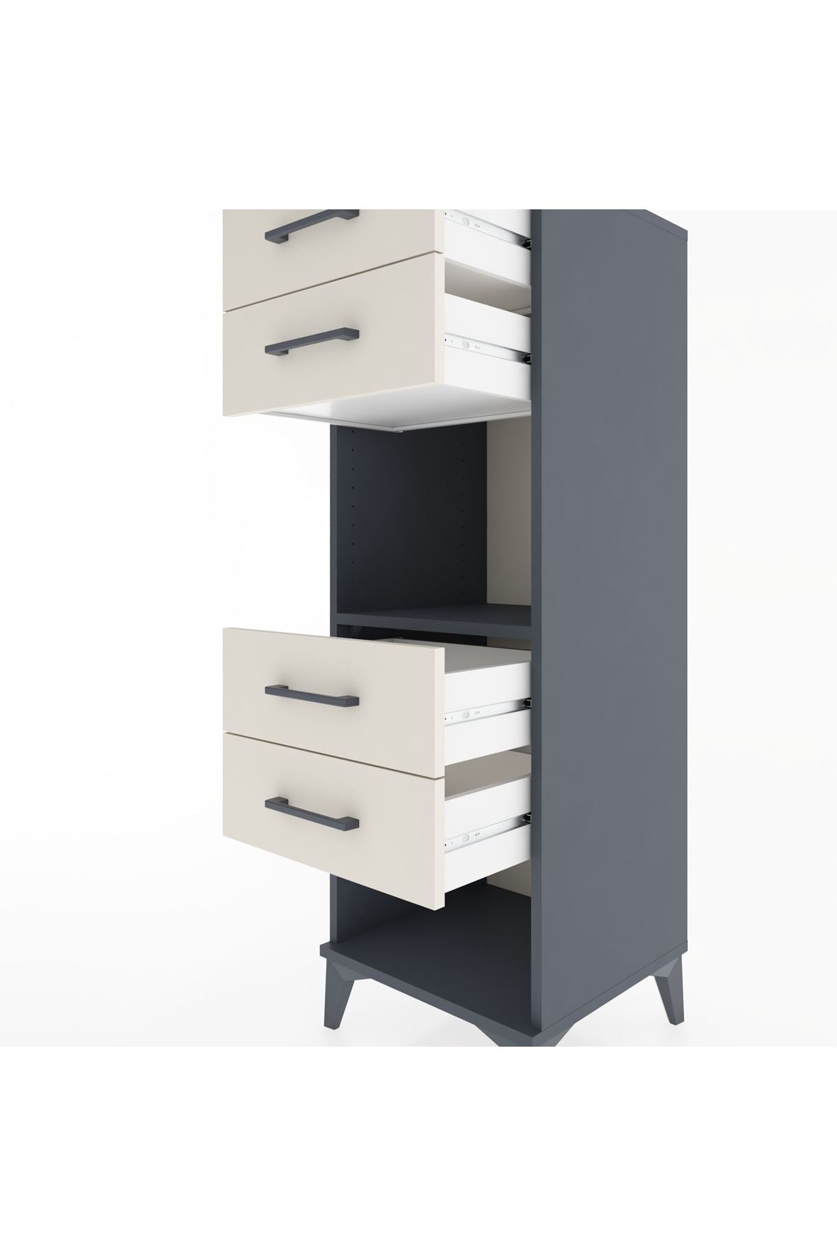 Hyperion Dolap Tek Raflı 4 Çekmeceli 44x44x134 - S49M082V4B