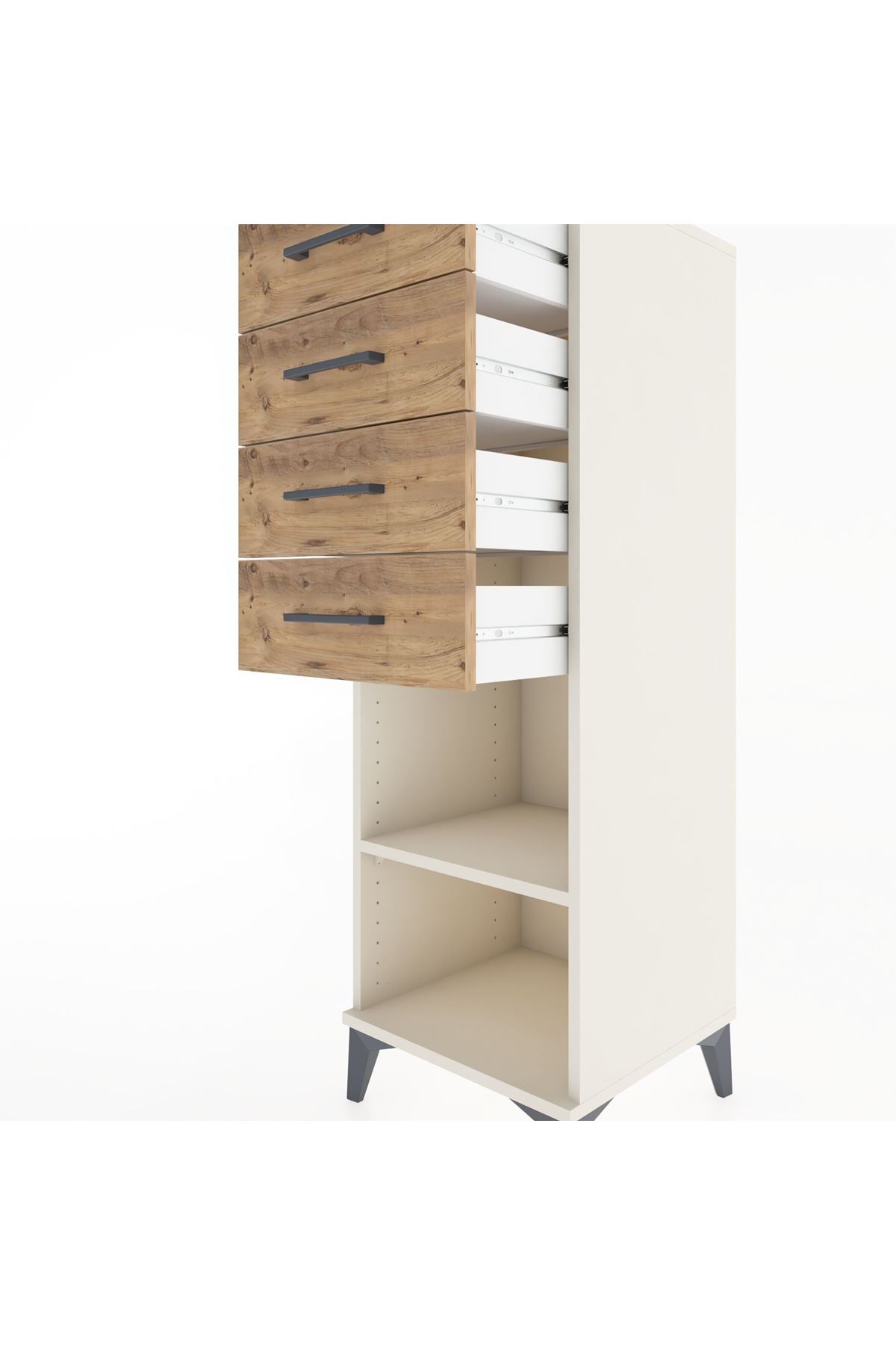 Hyperion Dolap Tek Raflı 4 Çekmeceli 44x44x134 - S49M083V3B