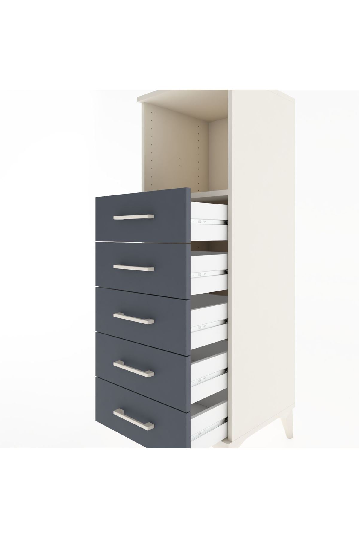 Hyperion Dolap Tek Raflı 5 Çekmeceli 44x44x134 - S49M084V2B