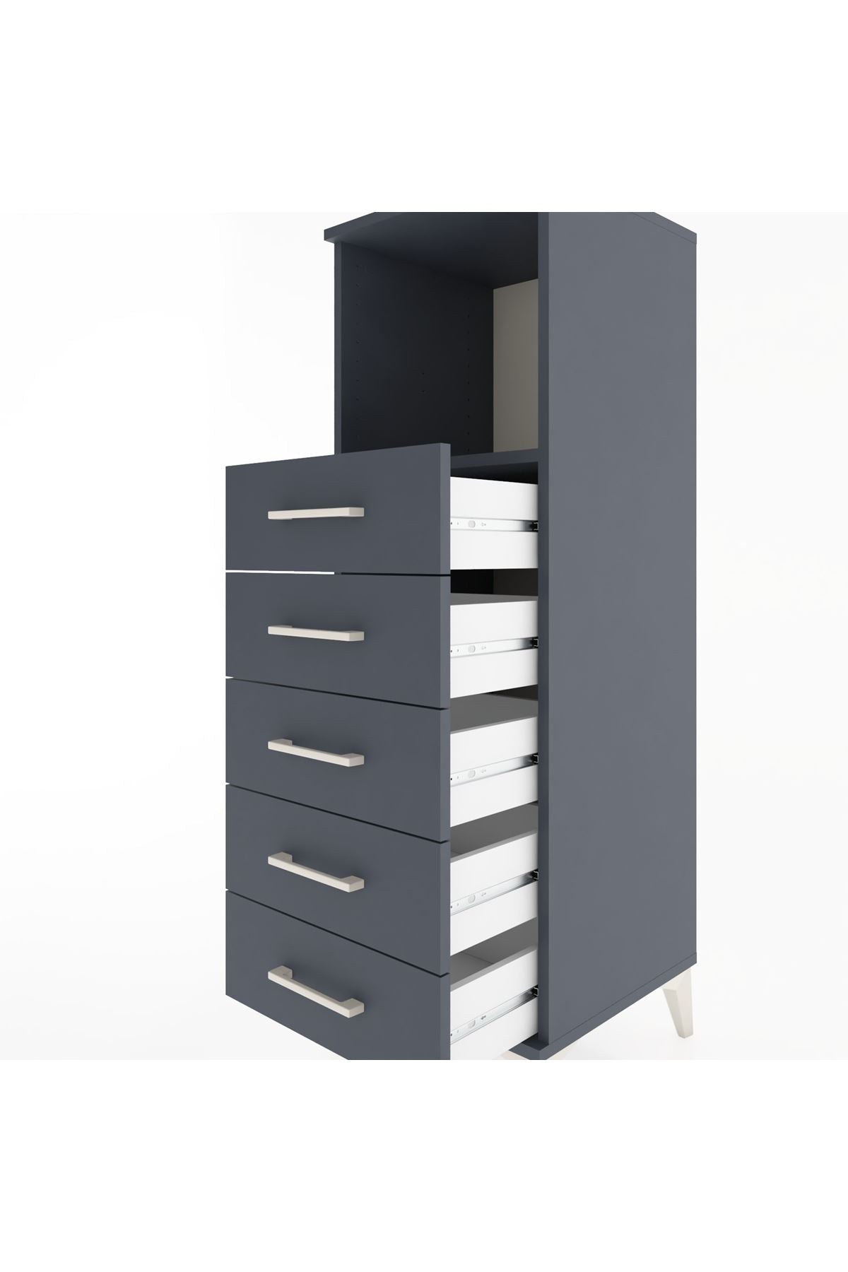Hyperion Dolap Tek Raflı 5 Çekmeceli 44x44x134 - S49M084V5B