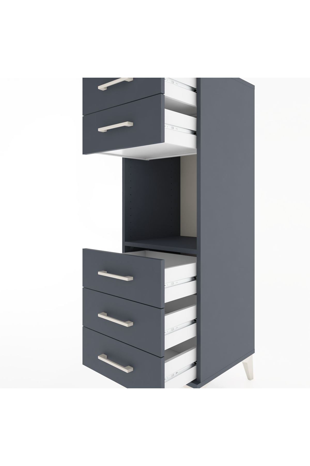 Hyperion Dolap Tek Raflı 5 Çekmeceli 44x44x134 - S49M085V5B