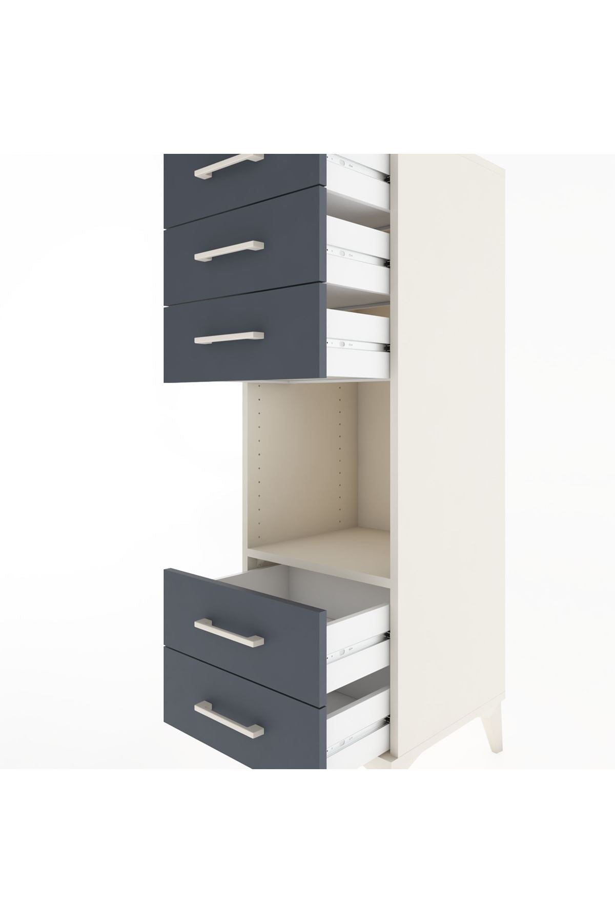 Hyperion Dolap Tek Raflı 5 Çekmeceli 44x44x134 - S49M086V2B