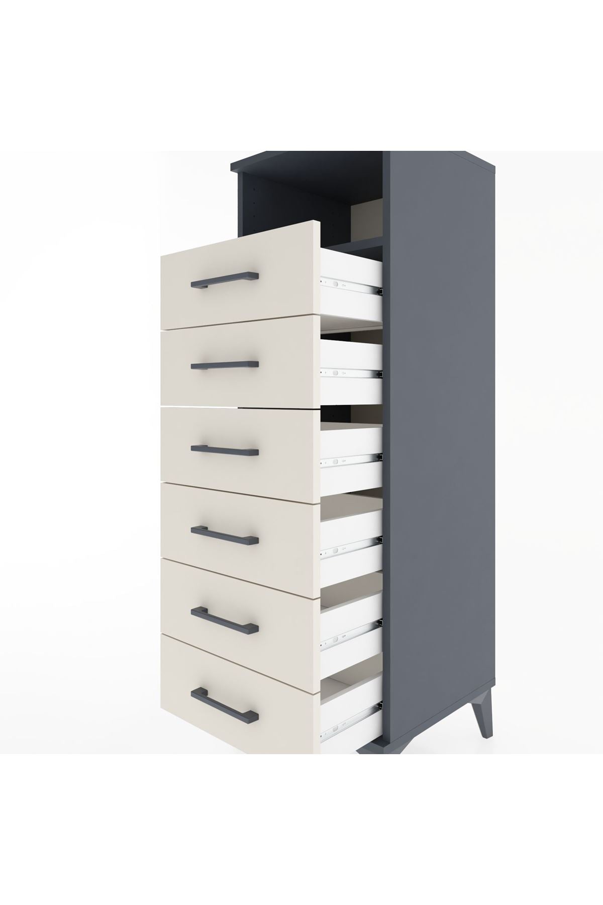 Hyperion Dolap Tek Raflı 6 Çekmeceli 44x44x134 - S49M088V4B