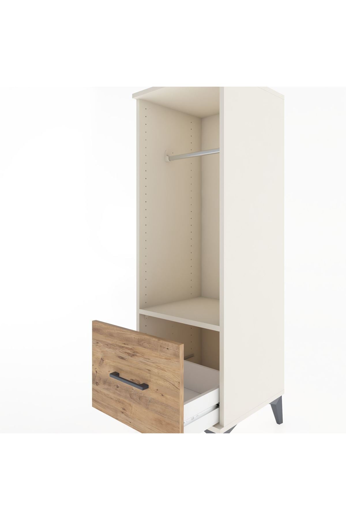 Hyperion Dolap Tek Raflı Tek Çekmeceli Tek Askılı 44x44x134 - S49M091V3B
