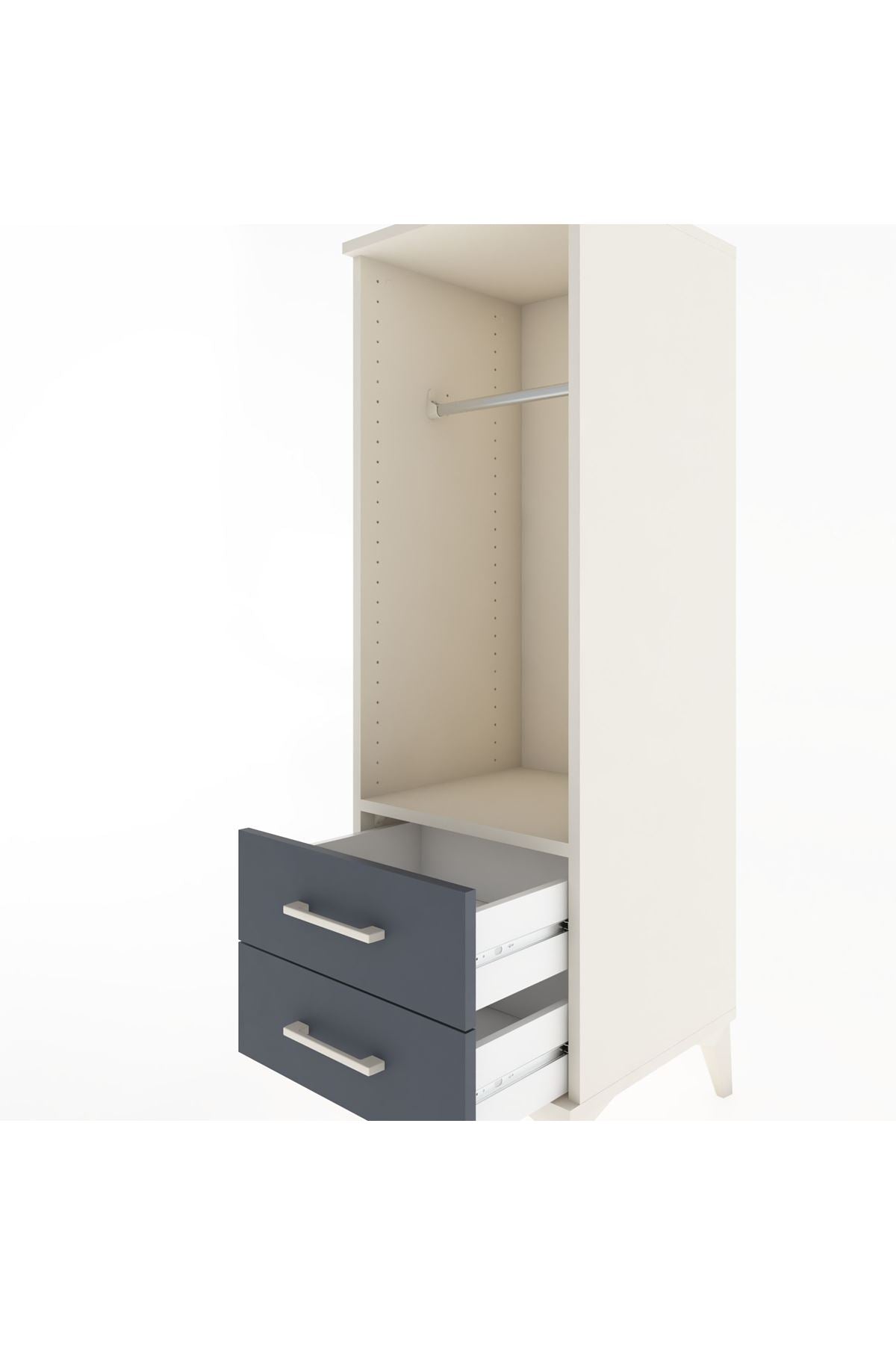 Hyperion Dolap Tek Raflı 2 Çekmeceli Tek Askılı 44x44x134 - S49M092V2B