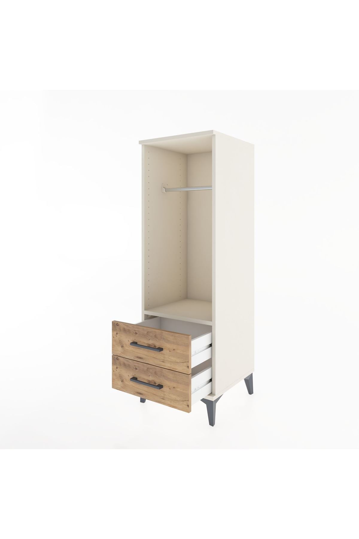 Hyperion Dolap Tek Raflı 2 Çekmeceli Tek Askılı 44x44x134 - S49M092V3B