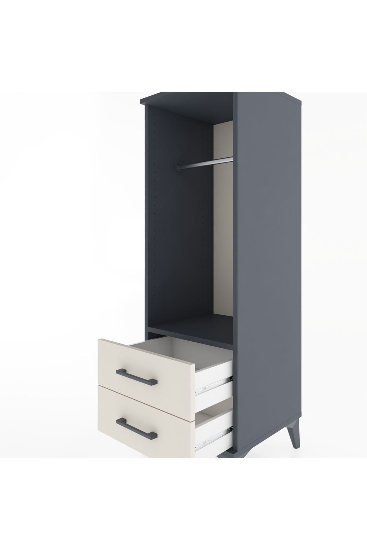 Hyperion Dolap Tek Raflı 2 Çekmeceli Tek Askılı 44x44x134 - S49M092V4B