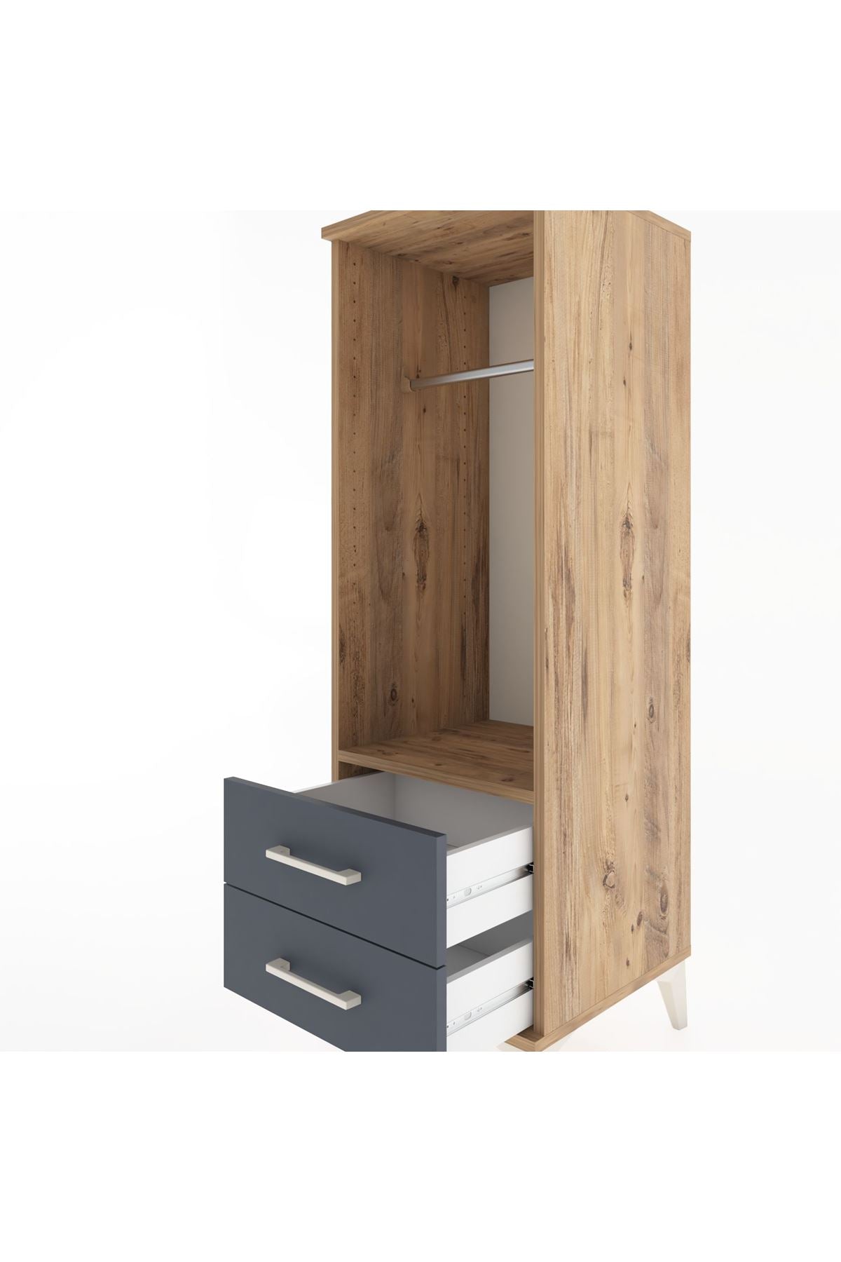 Hyperion Dolap Tek Raflı 2 Çekmeceli Tek Askılı 44x44x134 - S49M092V8B
