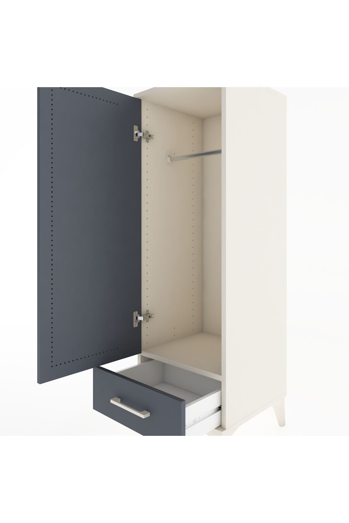 Hyperion Dolap Tek Raflı Tek Çekmeceli Tek Askılı 44x44x134 - S49M072V2B