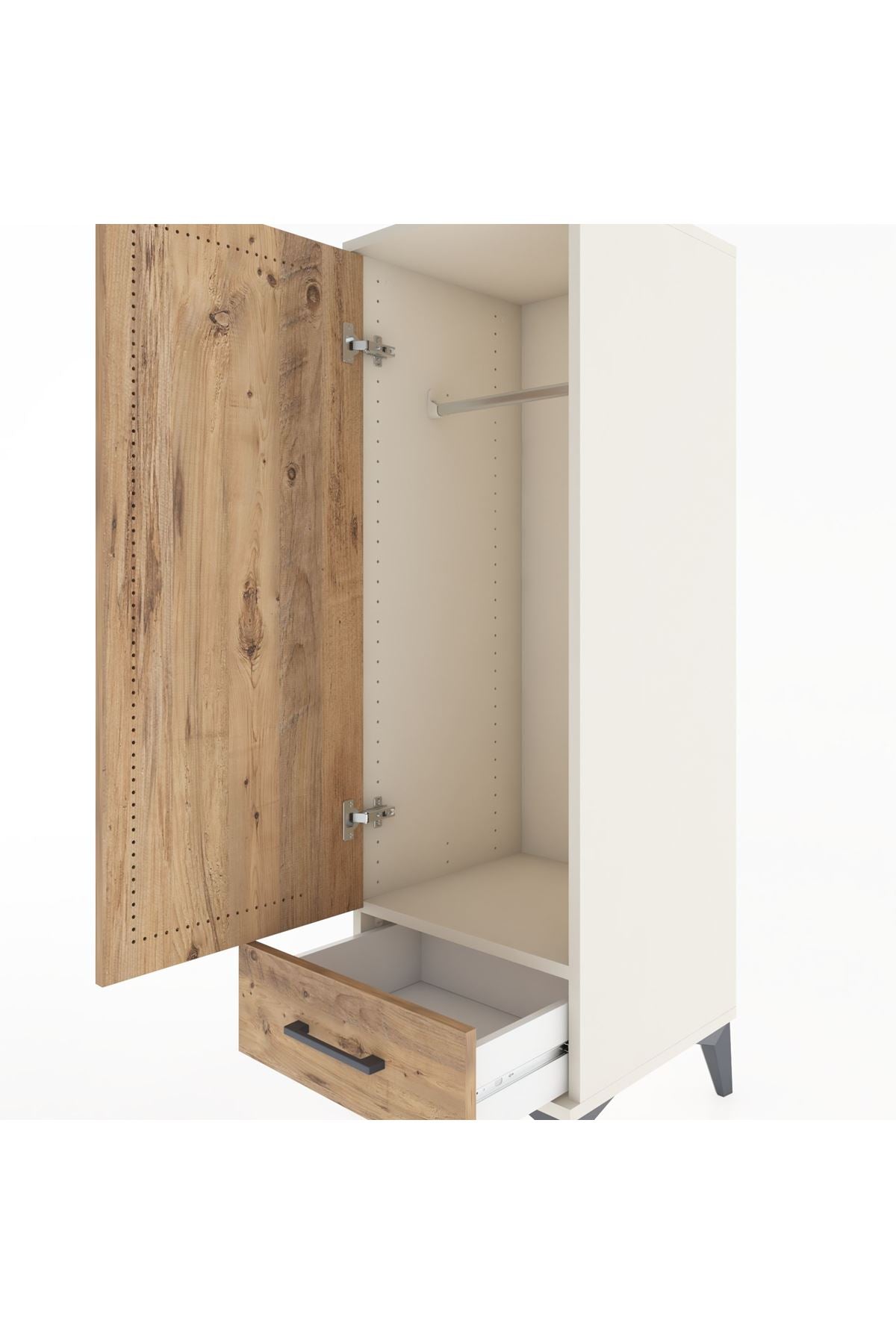 Hyperion Dolap Tek Raflı Tek Çekmeceli Tek Askılı 44x44x134 - S49M072V3B
