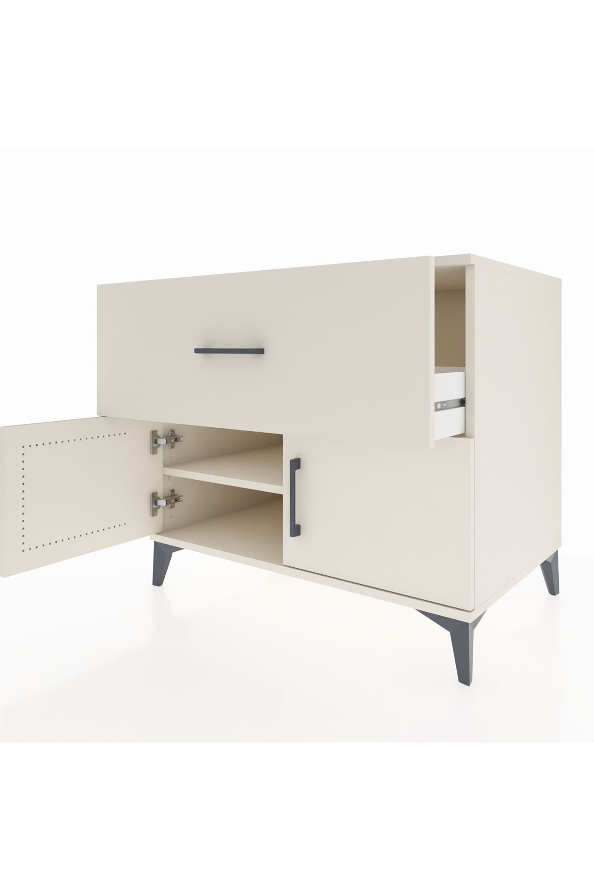 Kronos Şifonyer Tek Raflı Tek Çekmeceli 2 Kapaklı 88x59x80 - S69M021V1C