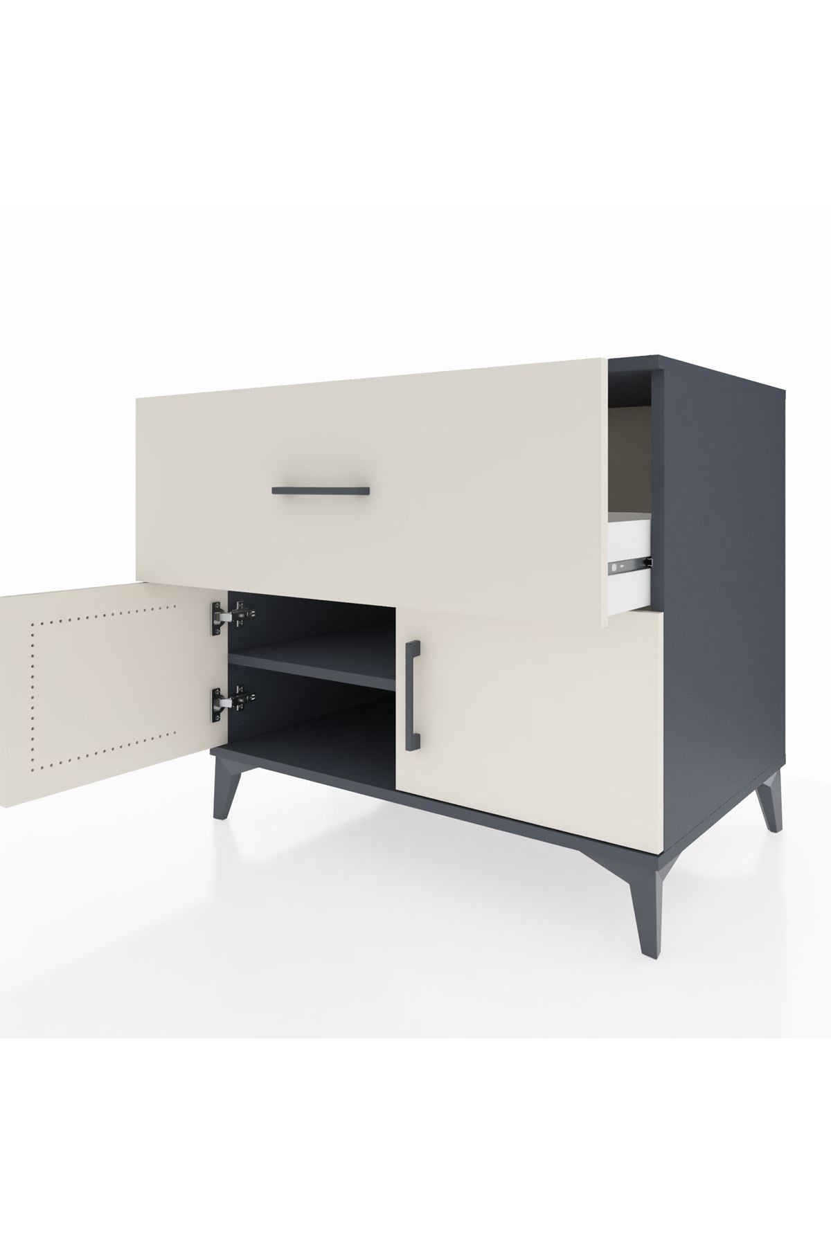 Kronos Şifonyer Tek Raflı Tek Çekmeceli 2 Kapaklı 88x59x80 - S69M021V4C