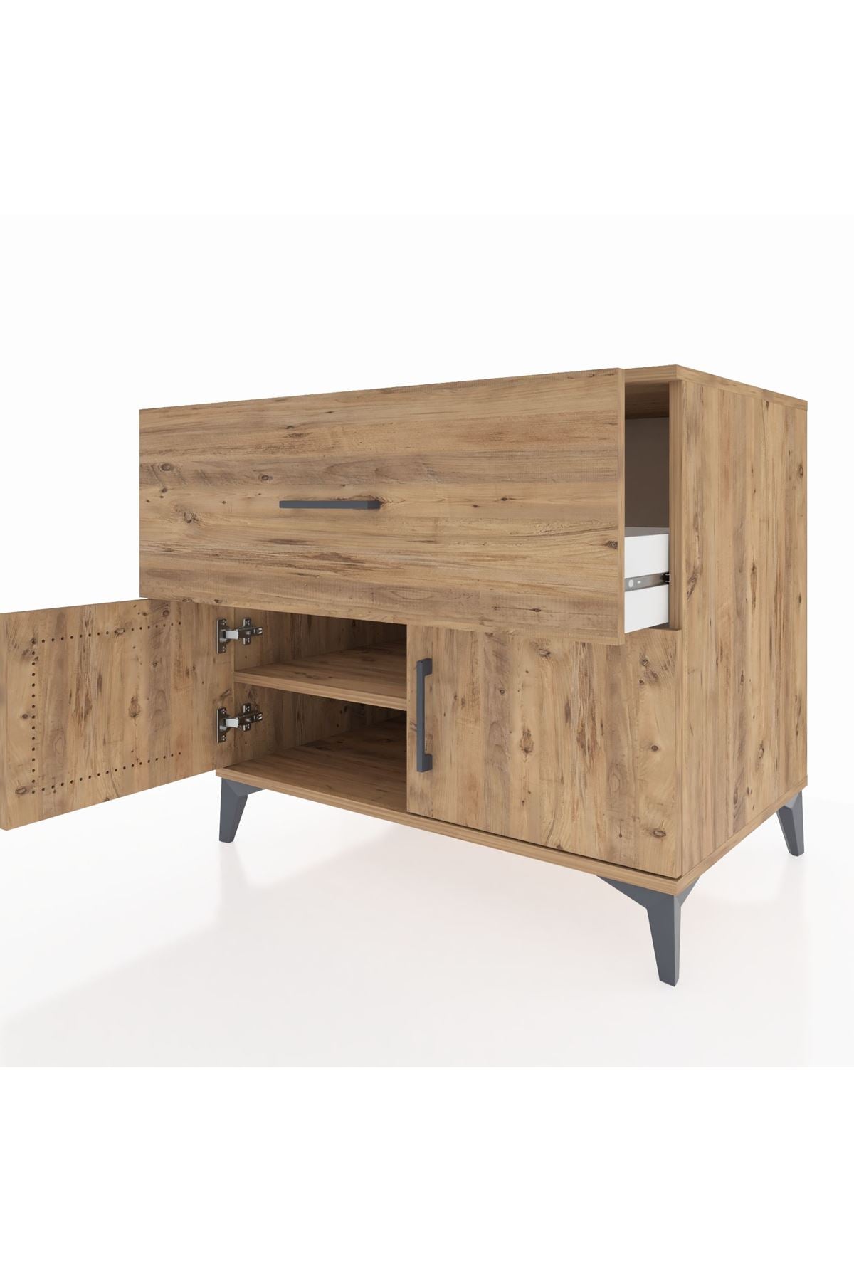 Kronos Şifonyer Tek Raflı Tek Çekmeceli 2 Kapaklı 88x59x80 - S69M021V9C