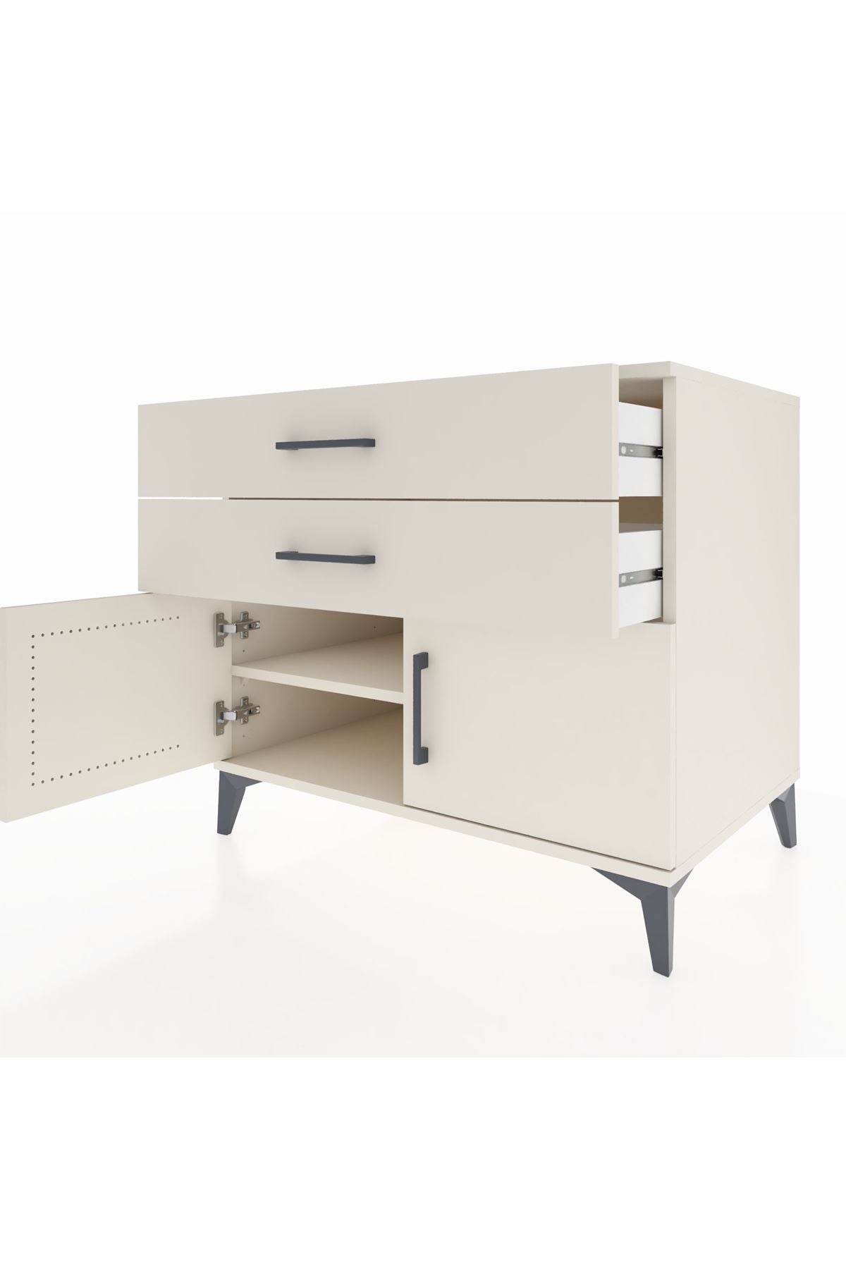 Kronos Şifonyer Tek Raflı 2 Çekmeceli 2 Kapaklı 88x59x80 - S69M026V1C