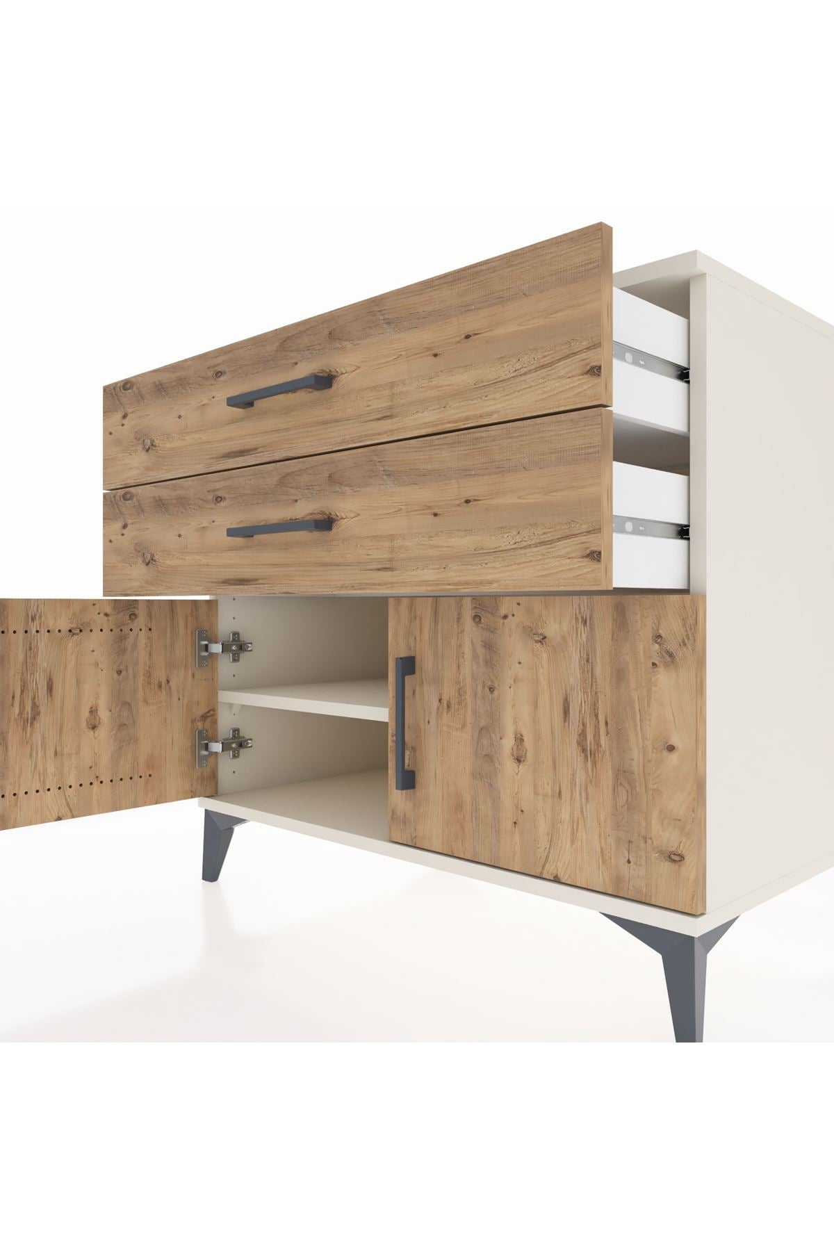Kronos Şifonyer Tek Raflı 2 Çekmeceli 2 Kapaklı 88x59x80 - S69M026V3C
