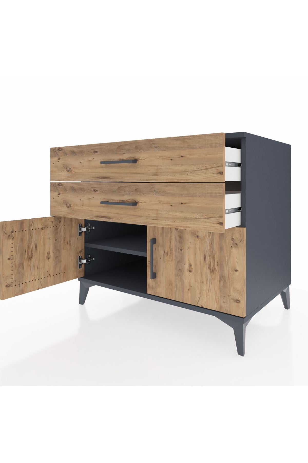 Kronos Şifonyer Tek Raflı 2 Çekmeceli 2 Kapaklı 88x59x80 - S69M026V6C