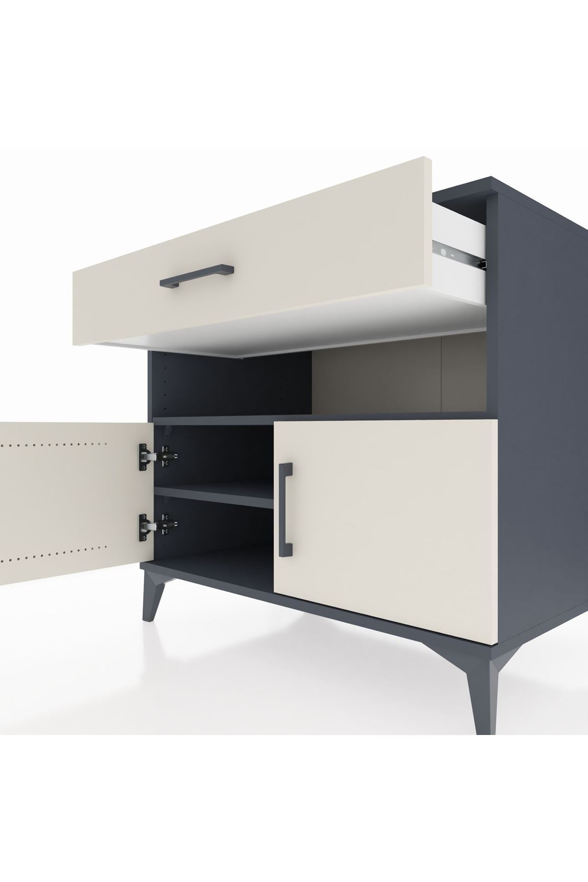 Kronos Şifonyer 2 Raflı Tek Çekmeceli 2 Kapaklı 88x59x80 - S69M028V4C