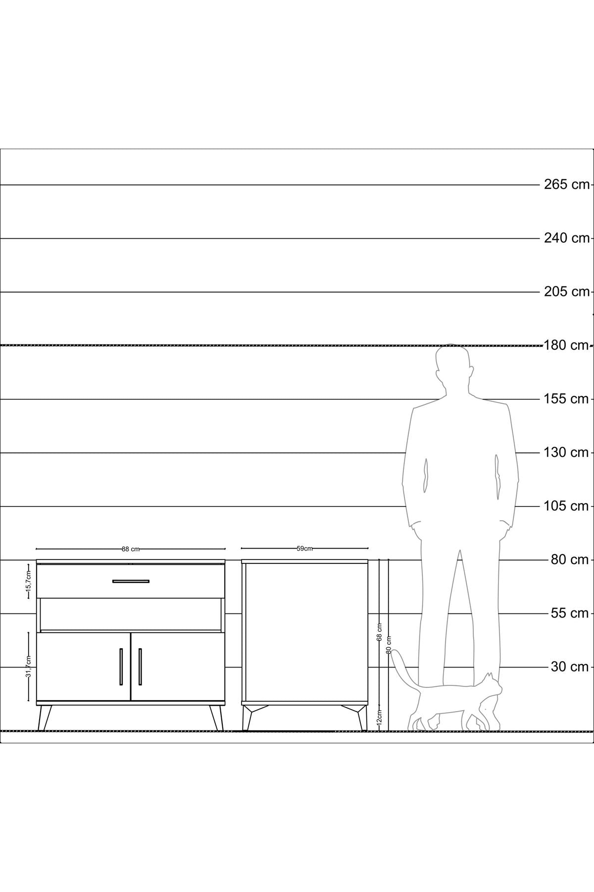 Kronos Şifonyer 2 Raflı Tek Çekmeceli 2 Kapaklı 88x59x80 - S69M028V9C