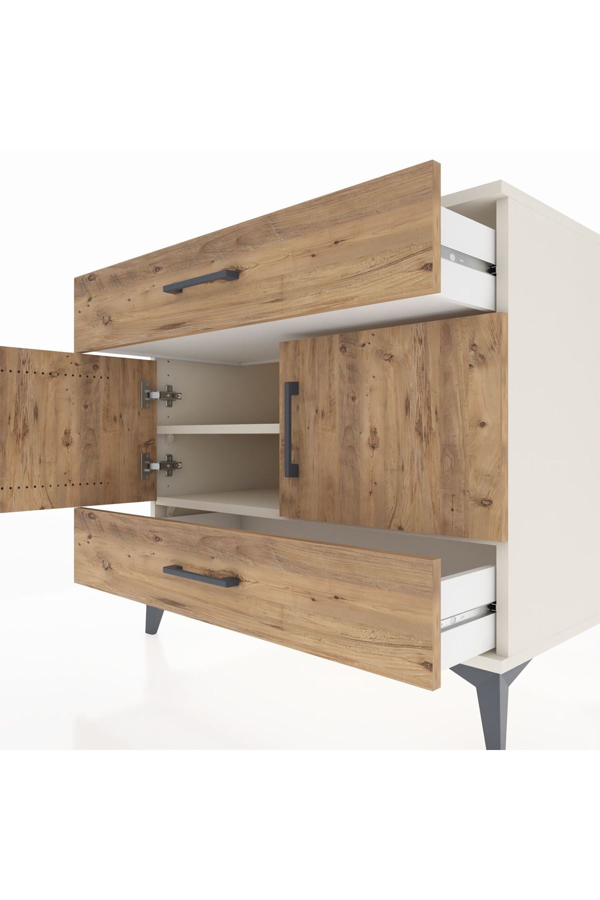 Kronos Şifonyer 2 Raflı 2 Çekmeceli 2 Kapaklı 88x59x80 - S69M030V3C