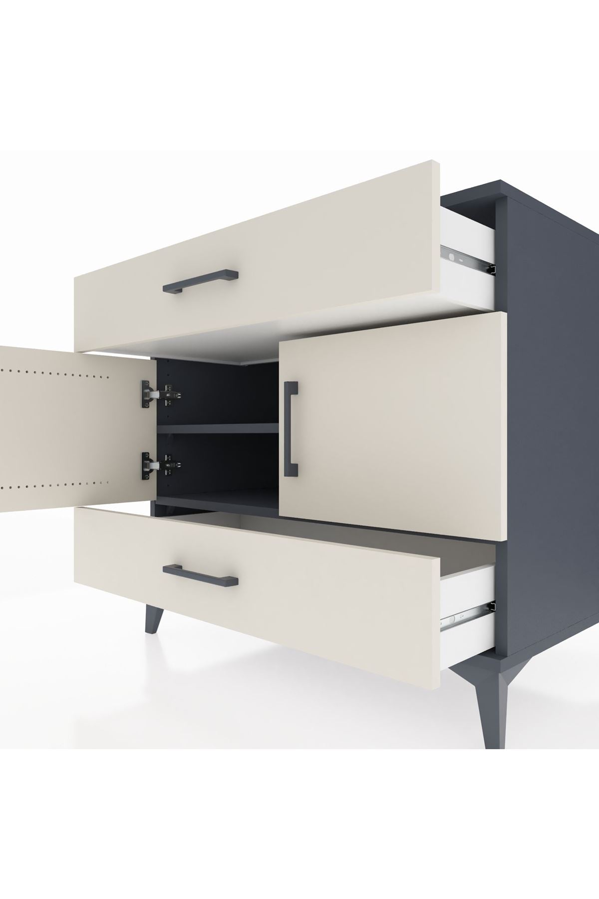 Kronos Şifonyer 2 Raflı 2 Çekmeceli 2 Kapaklı 88x59x80 - S69M030V4C