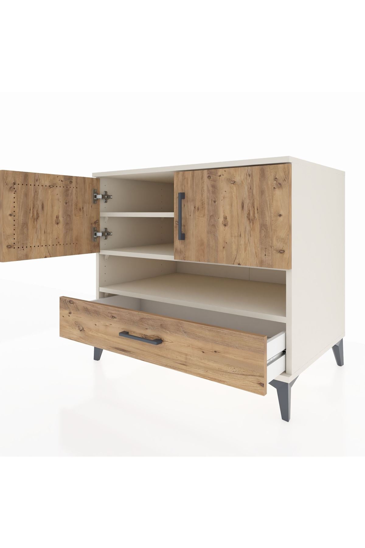 Kronos Şifonyer 3 Raflı Tek Çekmeceli 2 Kapaklı 88x59x80 - S69M031V3C